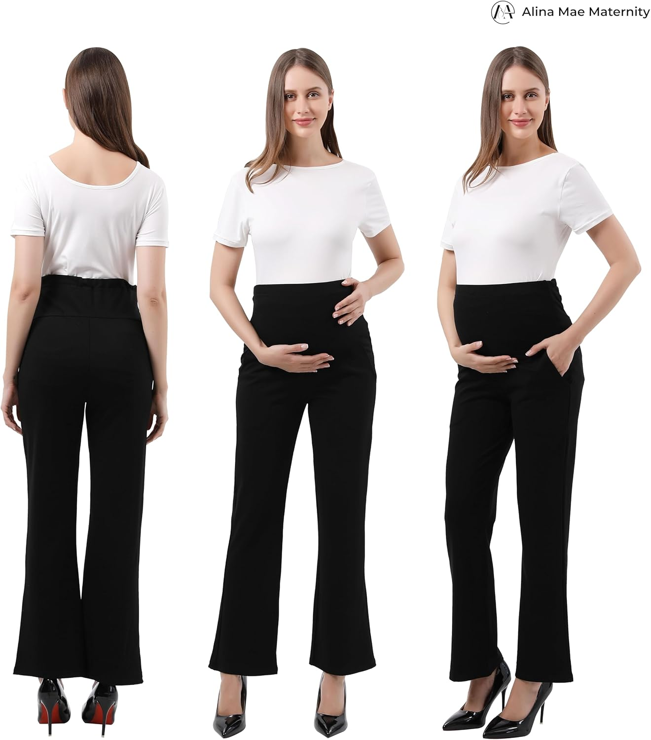 Maternity Pants Comfortable Stretch Over-Bump Women Pregnancy Casual Capris for Work image number 4