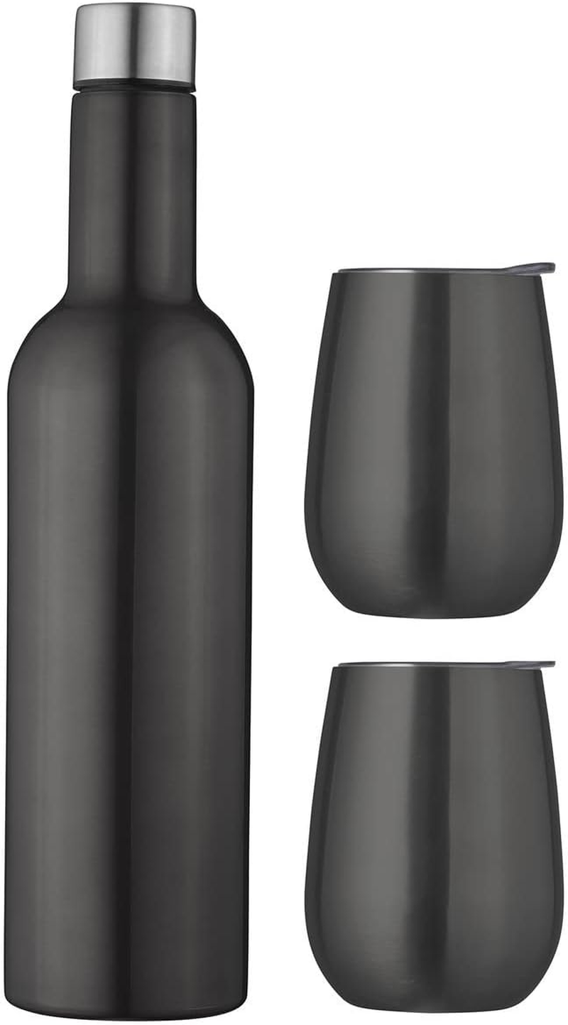 Avanti 13252 Double Wall Insulated Wine Traveller Set, Gunmetal