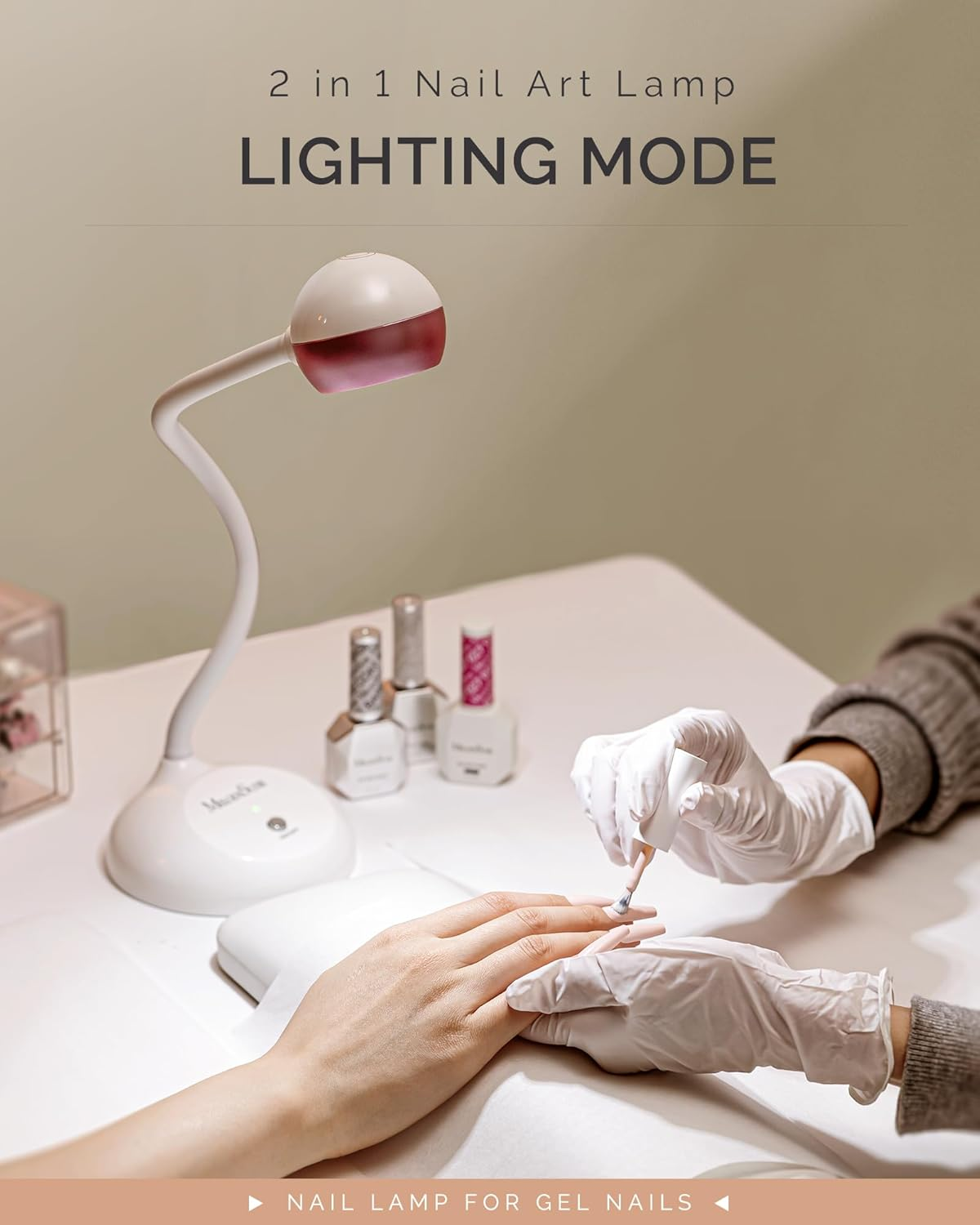 Melodysusie 2-In-1 Nail Art Lamp, Professional Nail Light for Nail Technique, Rechargeable Wireless, 60S Quick Curing, Touch Switch, Adjustable Light Angle, for Nail Art Design image number 1