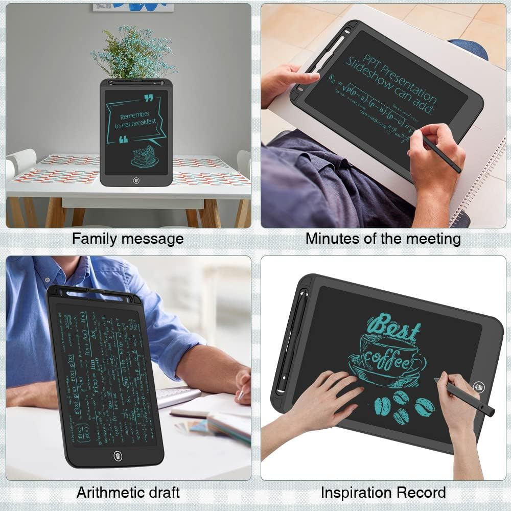 [2 Pack] TIQUS LCD Writing Tablet Pad 9.25 Inch Ewriter Electronic Board and Memo Notes for and Adults at Home School and Office Middle Stylus [Black] image number 1