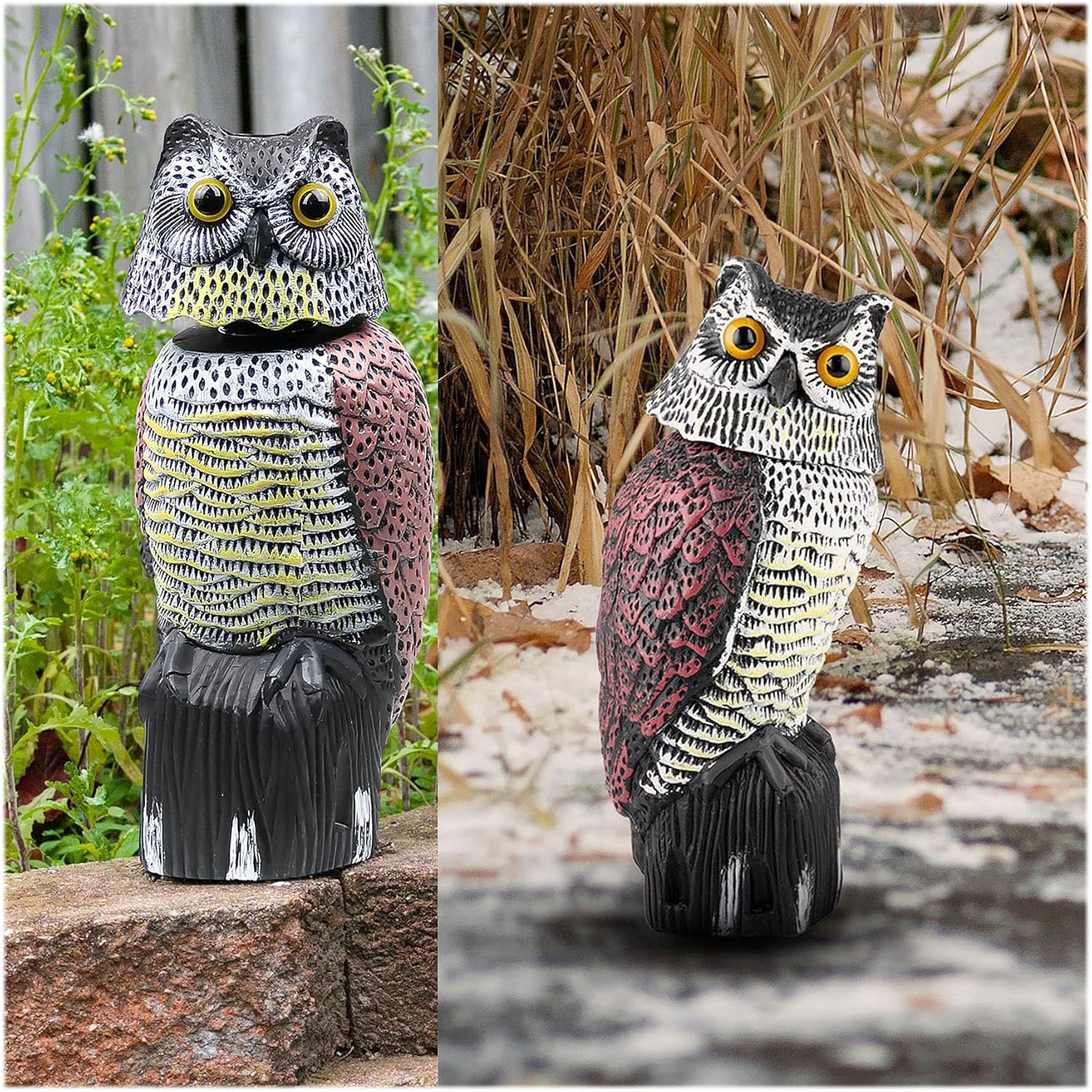 Scarecrows for Outside, Scarecrow Fake Owl with Rotating Head, Owl Decoy to Scare Birds Away Bird Deterrents for Outside, Woodpecker Deterrent, Plastic Owl Statue for Outdoor Garden Yard (1 Pack) image number 1