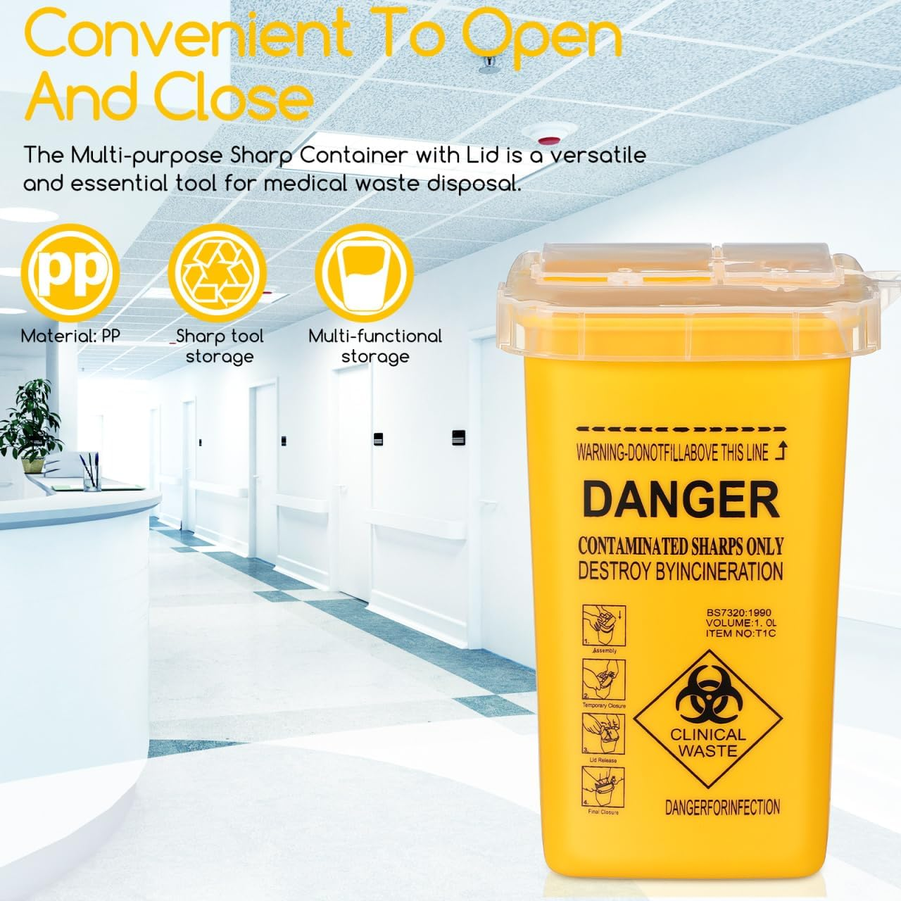 NOLITOY Disposal Bucket Sharps Container Large Capacity Container Sharps Container with Lid image number 6