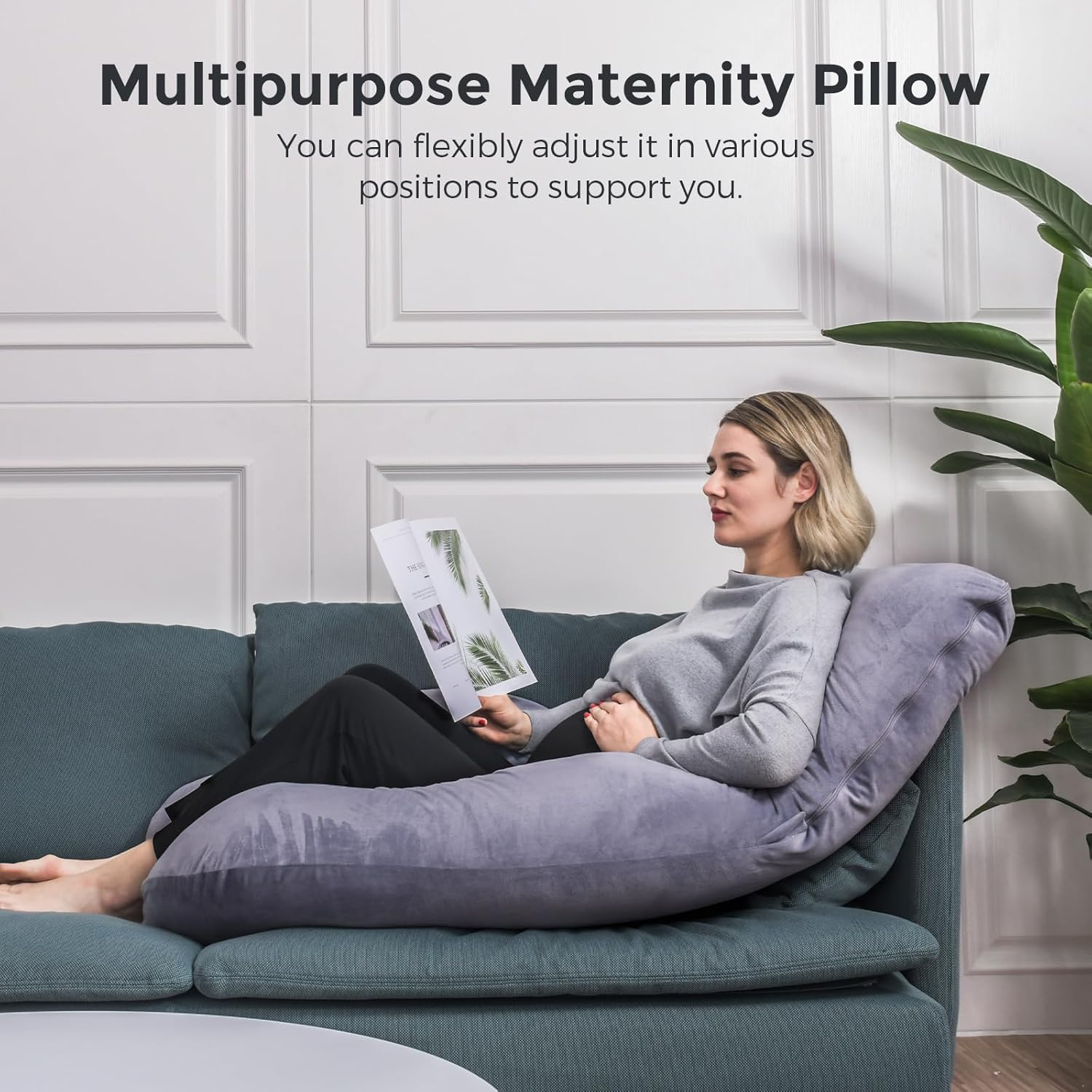 Momcozy Pregnancy Pillows for Sleeping, U Shaped Full Body Maternity Pillow with Removable Cover - Support for Back, Legs, Belly, HIPS for Pregnant Women, 57 Inch Pregnancy Pillow for Women, Grey image number 3