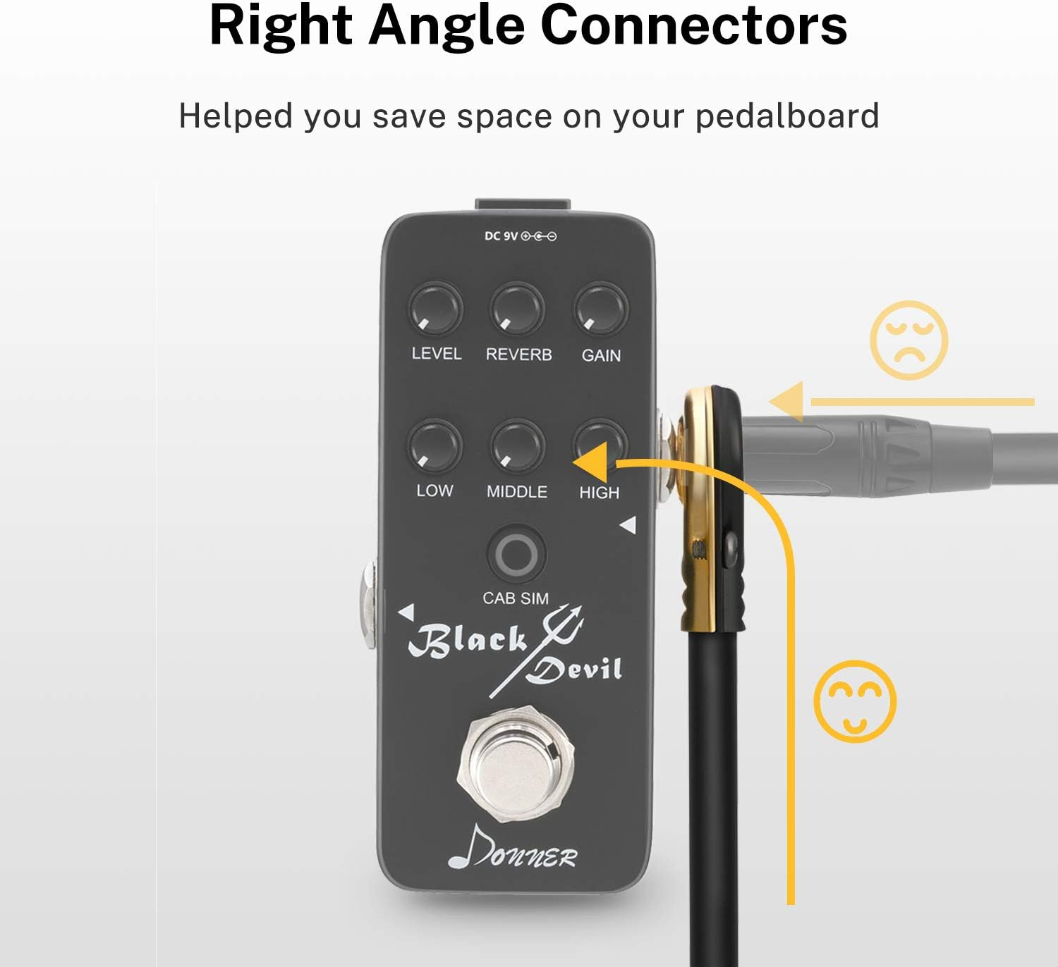 Donner Guitar Patch Cables Right Angle, 6 Inch Effect Pedal Cords 1/4 Instrument Cables for Guitar Bass Effects Pedals 6 Pack image number 2