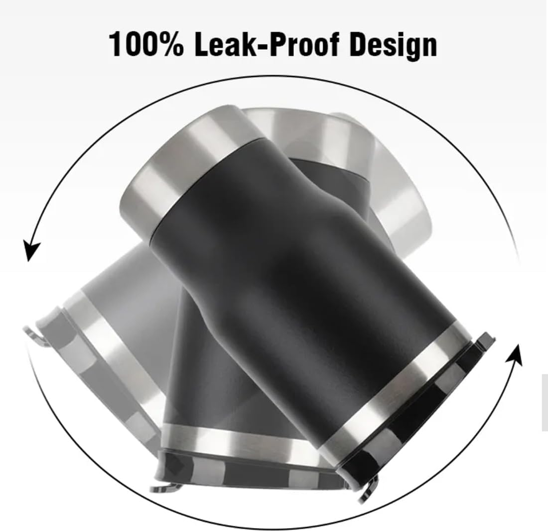 4 in 1 Travel Mug and Can Insulator for 12 Oz Can and Beer Bottle. Stainless Steel Vacuum Insulated Cup and Thermocooler. (Red)