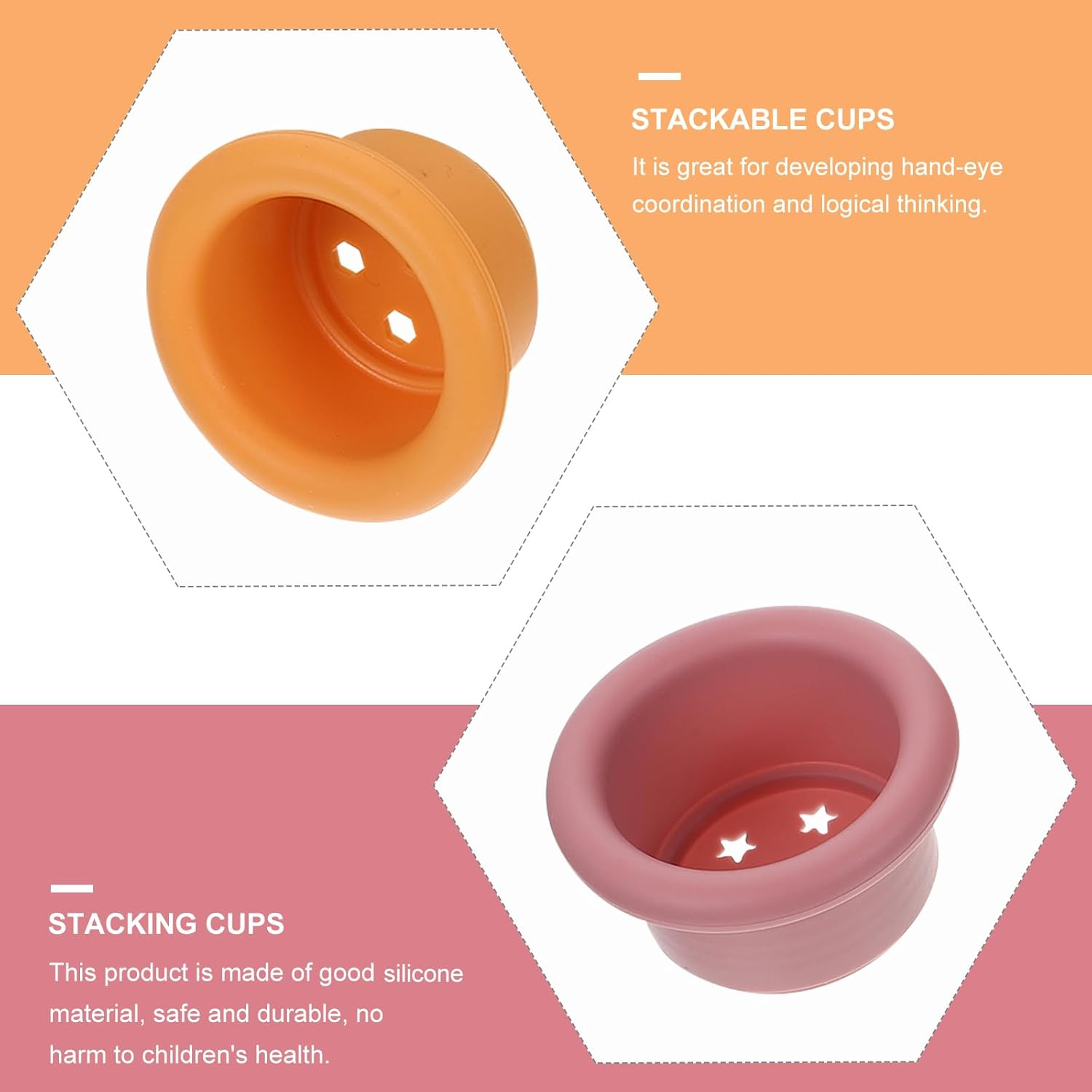 Alasum 7Pcs Cups Toys Children Toy Bathing Stackable Toys Infant Kids Baby Bath Bathing Plaything Stacked Cups to Stack Toddler Silica Gel Blocks image number 6