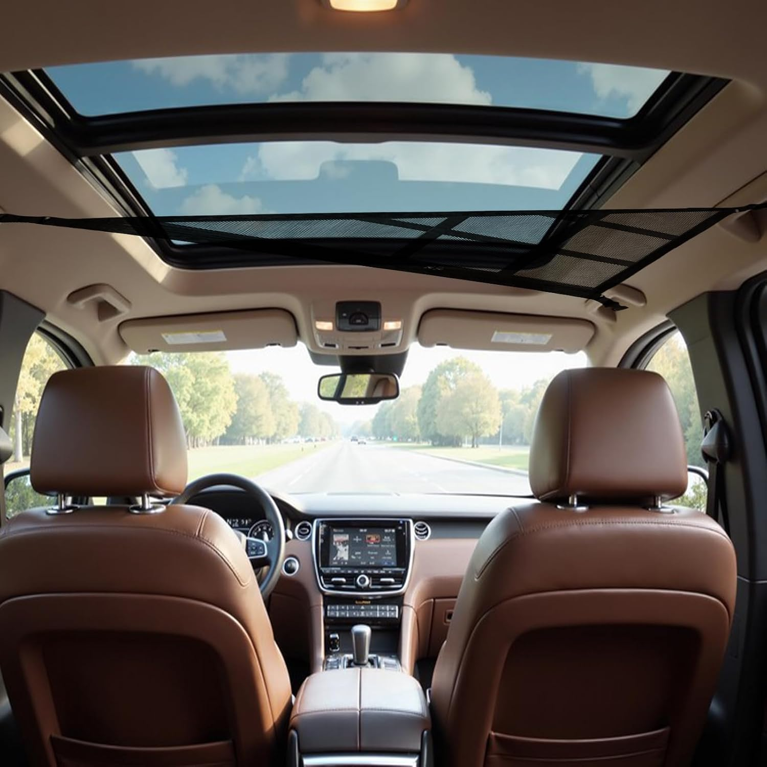 Car Ceiling Net - Triangle Mesh Storage Organizer,Heavy-Duty, Multi-Functional Interior Accessories for Road Trip Outdoor Adventure Grocery Organization image number 3