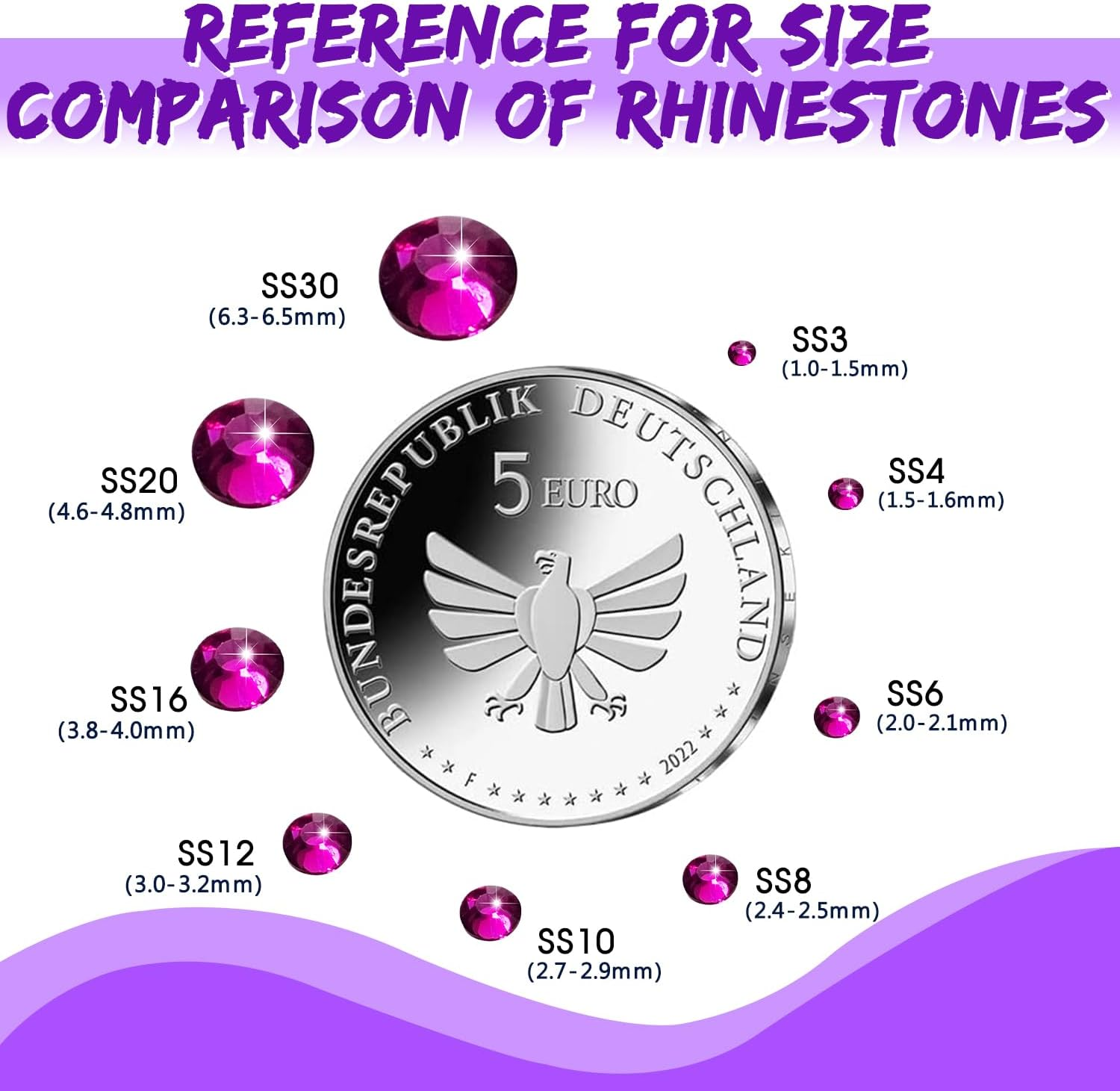 Liliume 5000 X Hotfix Rhinestones, Light Violet Rhinestones, 21 Colours, 5 Sizes, 2 Mm, 3 Mm, 4 Mm, 4.8 Mm, Rhinestone Glass, round Rhinestones for Clothes, Shoes and DIY Crafts (Purshcia) - Gold-Coloured image number 6