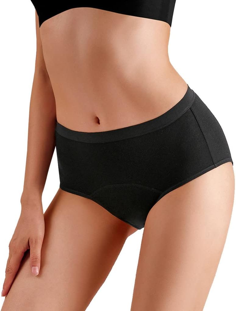 Underwear, Period Pants Heavy Flow Menstrual Underwear Womens High Waist Knickers Leakproof Pants Back Coverage Ladies Pack of 5 image number 5