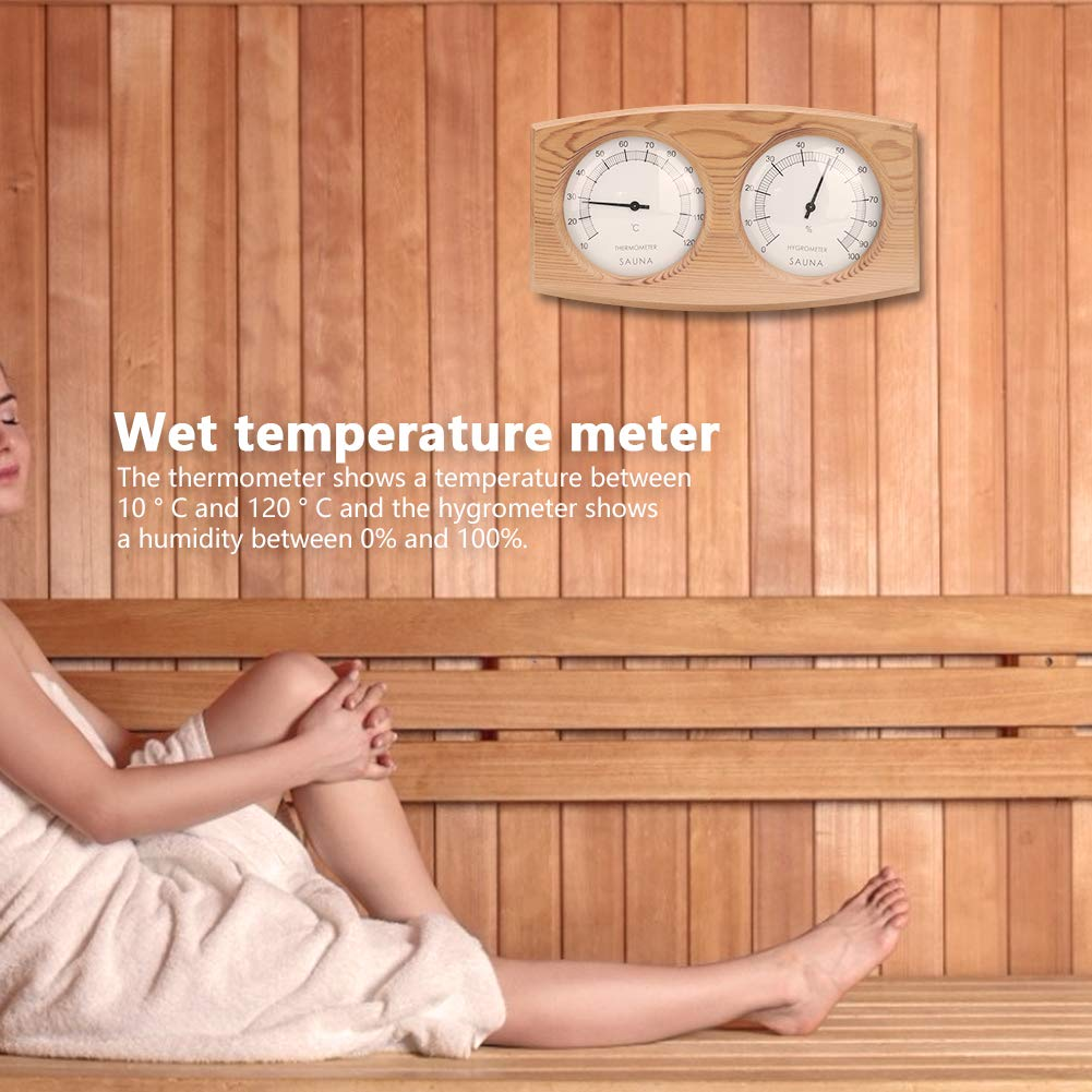2 in 1 Sauna Thermometer and Hygrometer, Double Dial Design Wood Humidity Temperature Measurement, High Temperature Resistant and Explosion Proof Thermohygrometer for Home Saunas image number 3