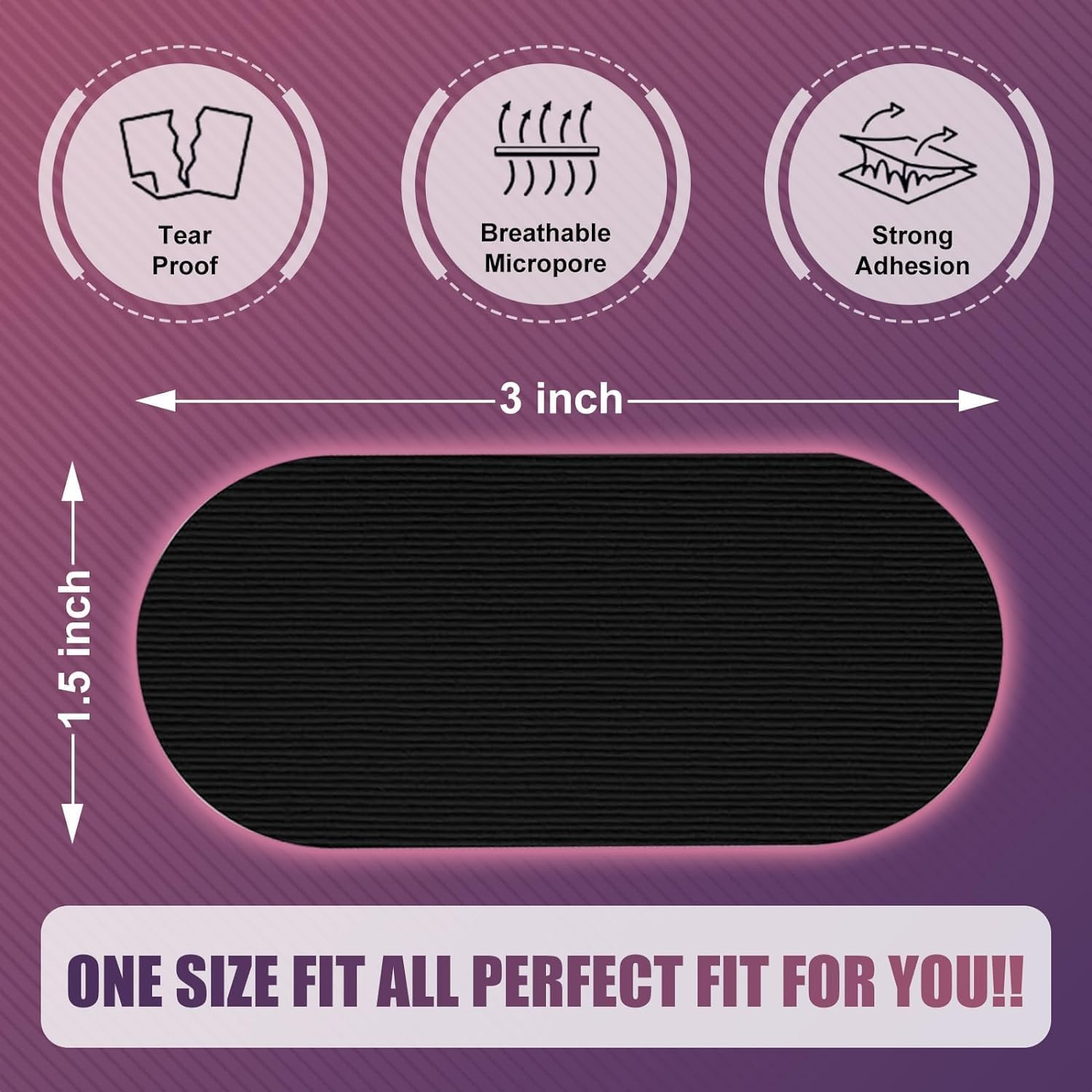 30 Pcs Black Premium Strip Tapes Hypoallergenic Painless Removal Tape, Strong Adhesive Tape Multi-Functional Suitable for Sleeping, Books, Bowling, Heel