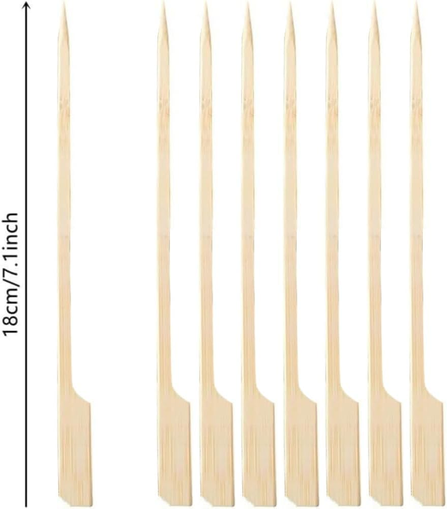 100 Pieces Bamboo Paddle Skewers 18CM, Flat Burgers Sticks Children Kids Wooden Fruits Picks Cocktail Barbecue Kebabs for Buffets Party Fountain Fondue Stick Holders (18CM) image number 5