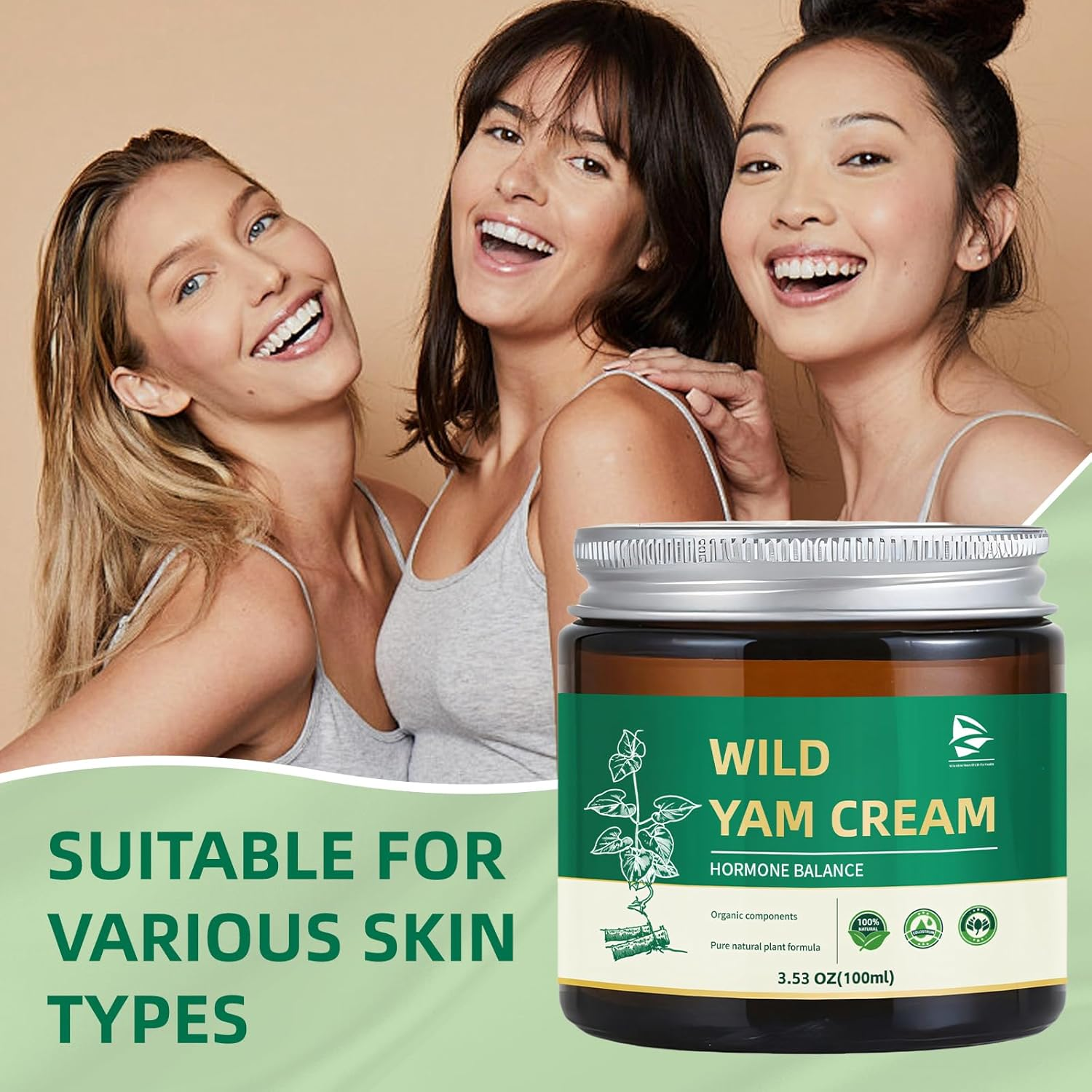 Organic Wild Yam Cream, Wild Yam Cream for Hormone Balance, Natural Night Sweats Cream for Man & Women (1PC) image number 1