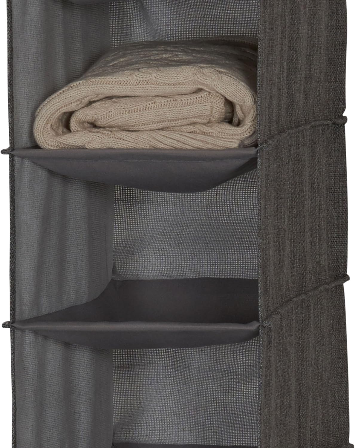 Household Essentials 10-Shelf Wide Hanging Shoe Organizer, Soft and Durable Polyester, Versatile, Breathable, Stylish, Compact, Sturdy Hooks for Rod or Wire Closets, Gray image number 3