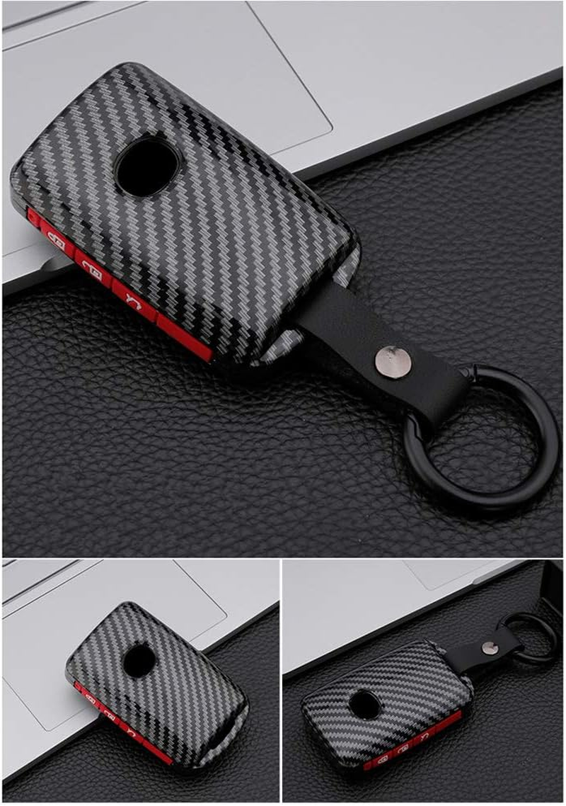 Ontto for Mazda 3 Alexa Car Key Cover Keyring for Mazda 3 CX-30 CX-5 CX-9 Mazda 3 Sedan 2019 2020 Key Fob 3 Buttons Accessories Remote Key Shell Keychain Key Holder Smart Key Protector-Carbon Red A image number 3