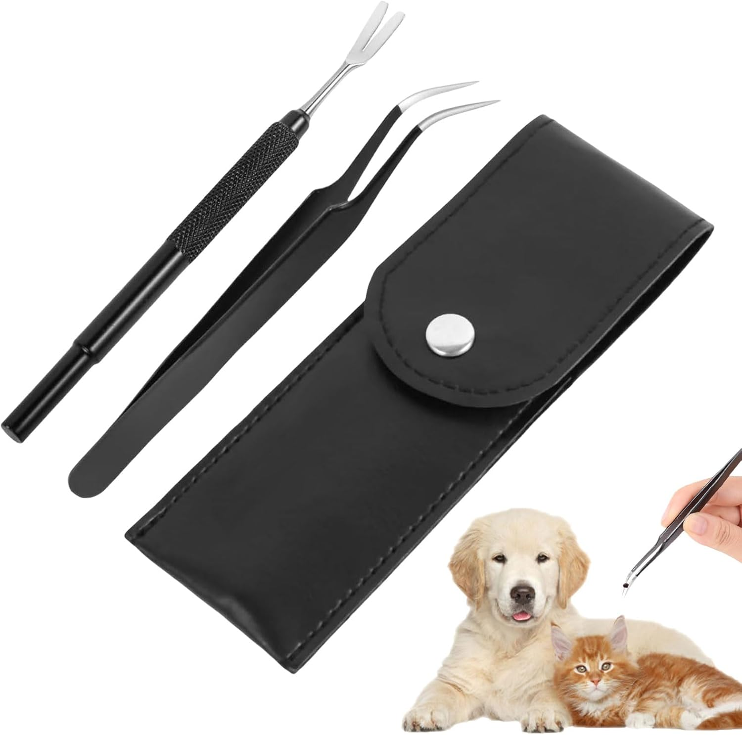 Muorruo 2 Pieces Premium Tick Removal Tool, Tick and Flea Removal Tool Made of Stainless Steel for Pets, Dogs, Cats and People, Safe Tick Remover and Precise Tweezers image number 3