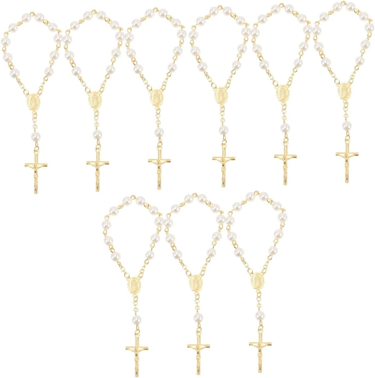 KOMBIUDA 6Pcs Rosary Cross Bracelet Finger Rosaries for Shower Boys Unique Baptism Favors Christian Elegant Party Accessories