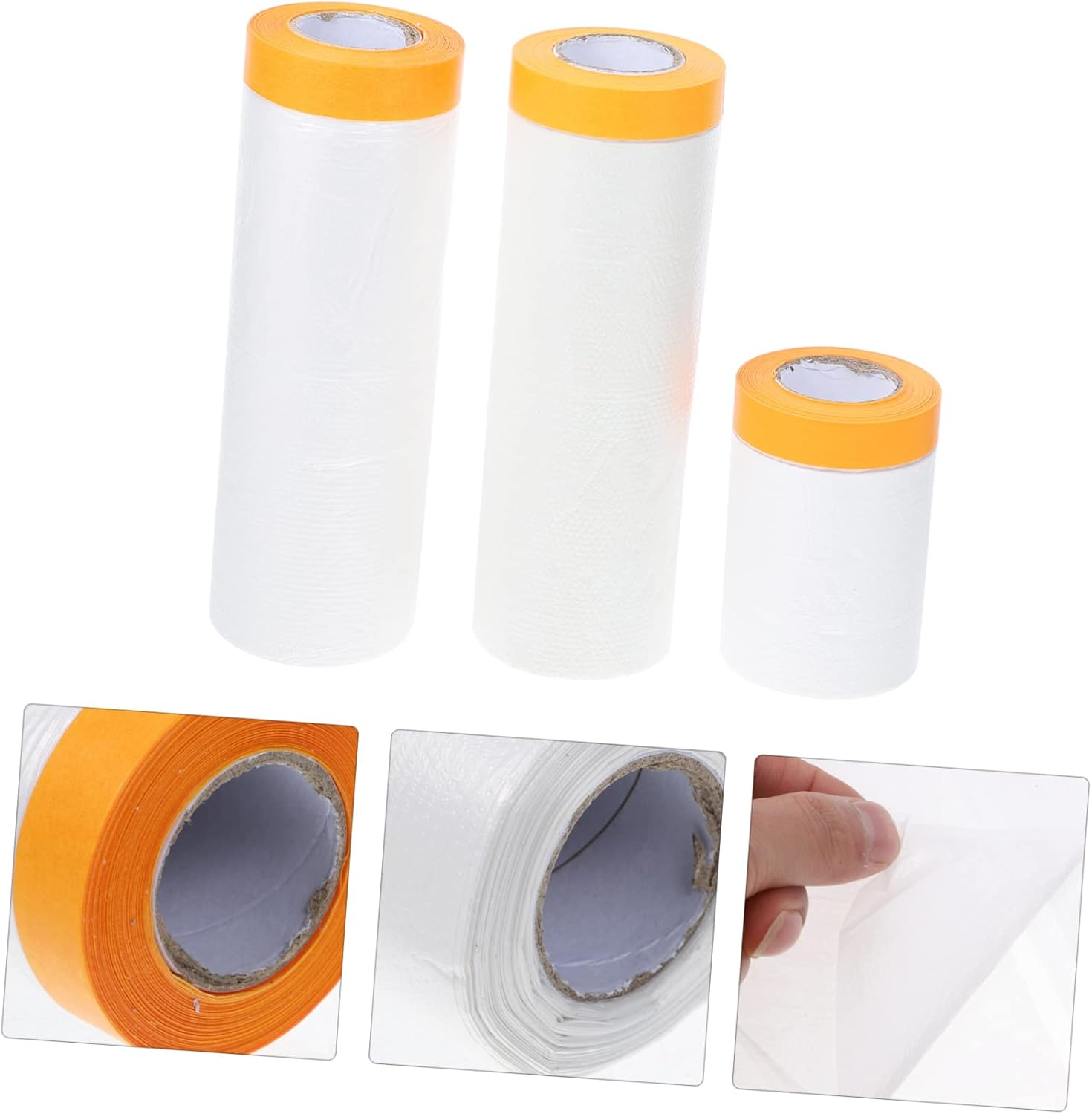 3 Rolls Auto Masking Paper and Protective Masking Film for Painting 20 Meters Each (55Cm, 110Cm, 150Cm Width) Automotive and Furniture Spray Painting Supplies