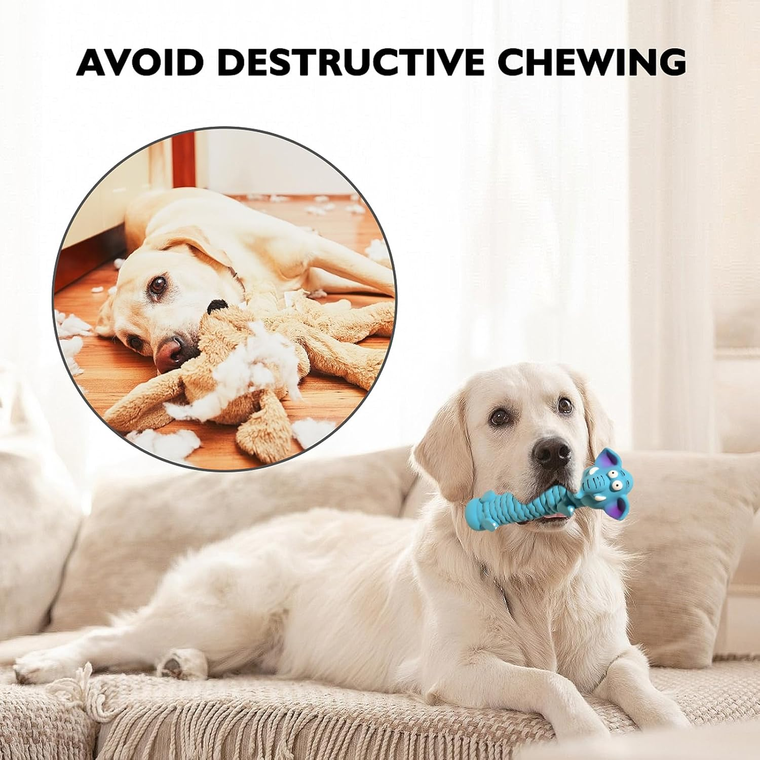 PLUSHCEWT 2 Pcs Dog Chew Toys,Squeaky Dog Toys for Boredom,Cute Cartoon Style Latex Strong Dog Toys,Squeaky Dog Toys for Aggressive Chewers,For Large Medium and Small Breed Dog image number 1