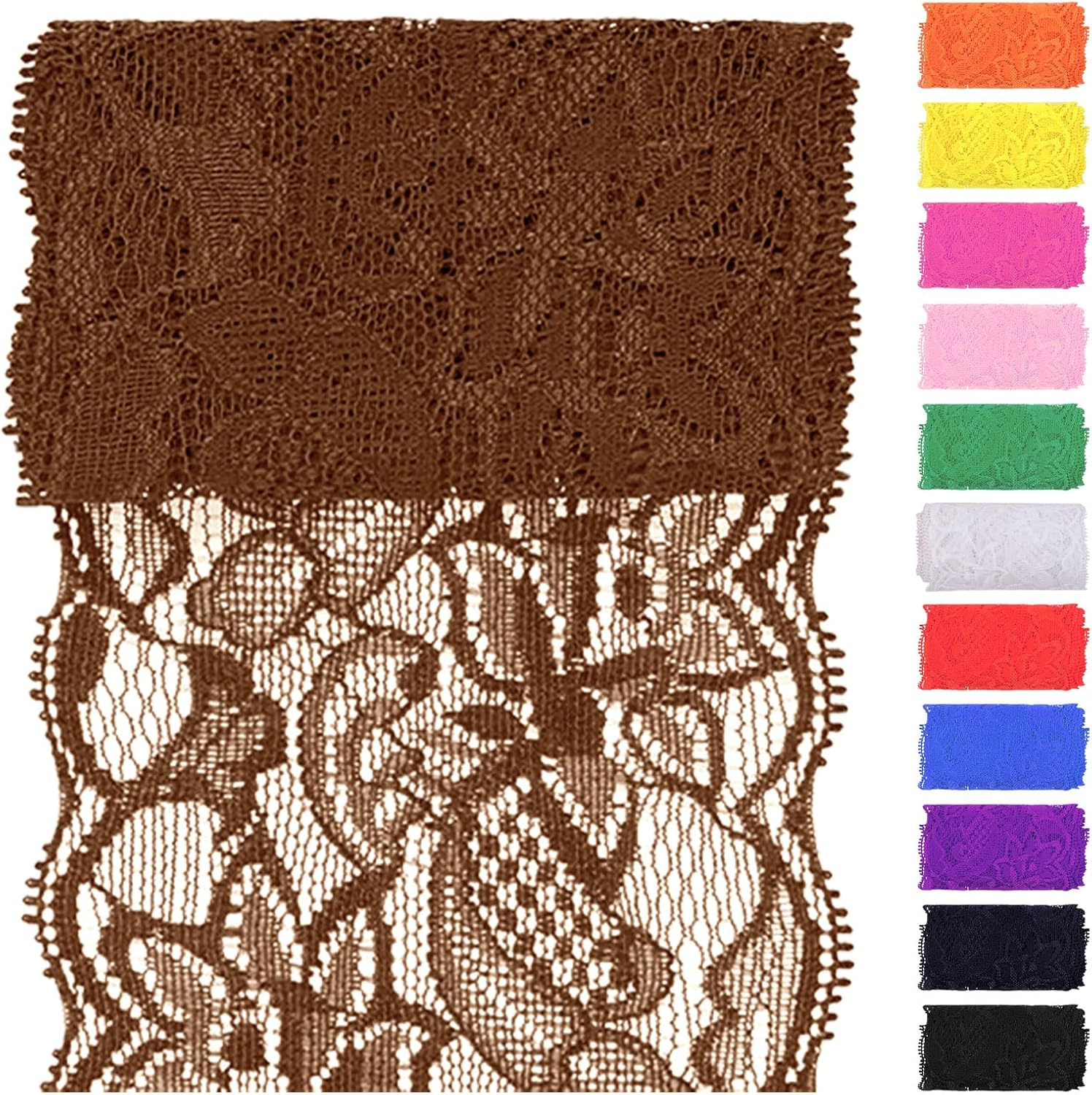 Swpeet 5 Yard by 3.15" Wide Yellow Lace Fabric Stretch Elastic, Trim Lace Ribbon, Elastic Sewing Trim Ribbon for Garment, Headbands, Wedding Bouquet Making DIY Crafts