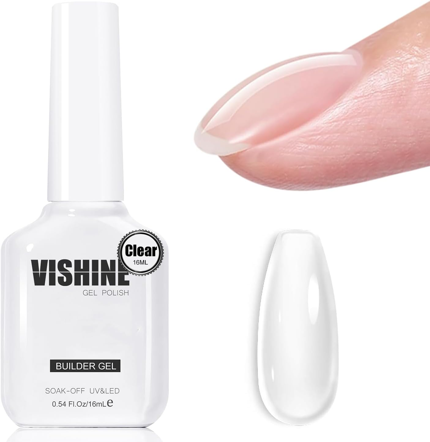 Vishine Builder Nail Gel 8-In-1 Clear Color for Nail Apex and Extension Strengthener, Nail Thickening Hard Gel Base Rhinestone Nail Glue Base in a Bottle H021 image number 4