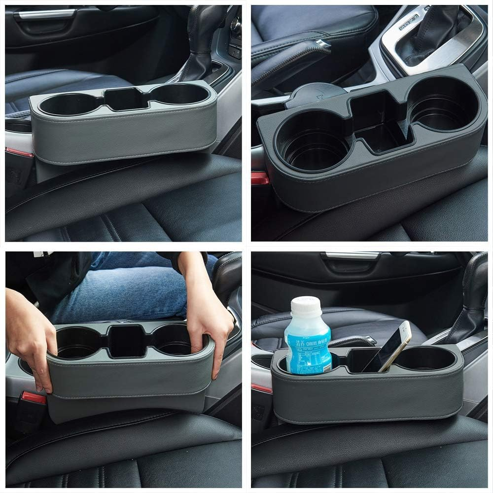 Car Seat Gap Filler Organizer, Auto PU Leather Console Side Storage Box with Cup Holder Extender for Drink, Car Organizer Front Seat Accessory for Holding Phone, Sunglasses, Keys, Cards image number 6