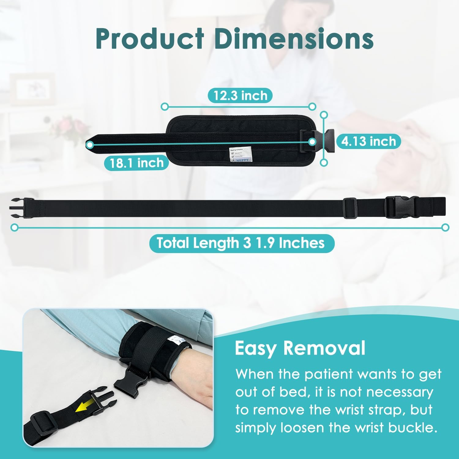 Medical Restraints Control Limb Holders Beds Bed Restraint Hospital Bed Wrist Bandages Restraint for Hand, Feet，Ankleor Arm Patient Universal Constraints Control (1 Pair - Black) image number 4