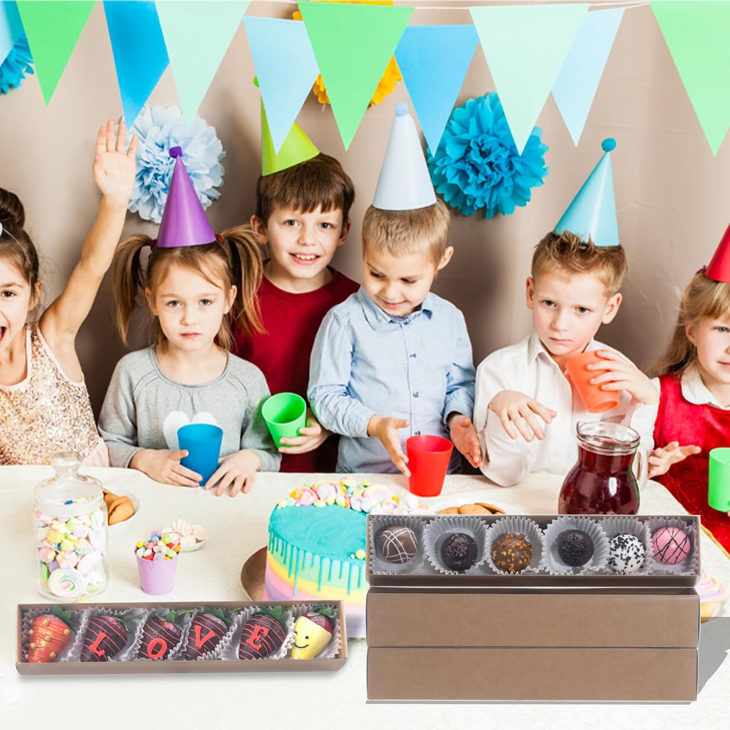 Slshepack 20Pack 12X2&frac14;X2 Inch Bakery Boxes for Chocolate Covered Strawberry,Macaron,Truffle, Cocoa Bombs, Cookie,Soap Boxes image number 5