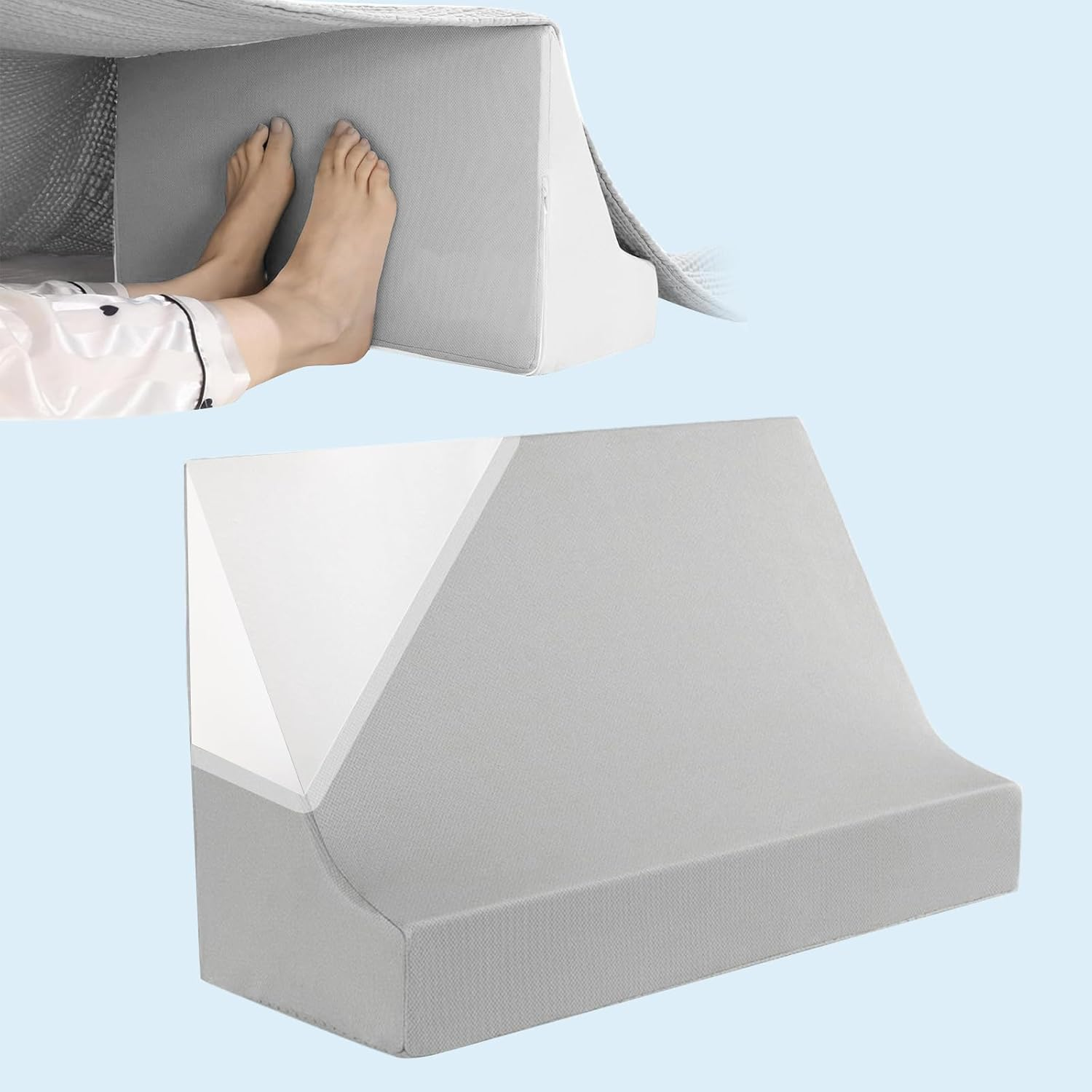FOUXTEL Blanket Lifter for Feet &ndash; Bed Sheet Raiser, Post-Surgery Foot Elevation Pillow with Removable Washable Cover &ndash; Leg, Knee & Ankle Pain Relief for Arthritis, Neuropathy & Recovery (Grey)