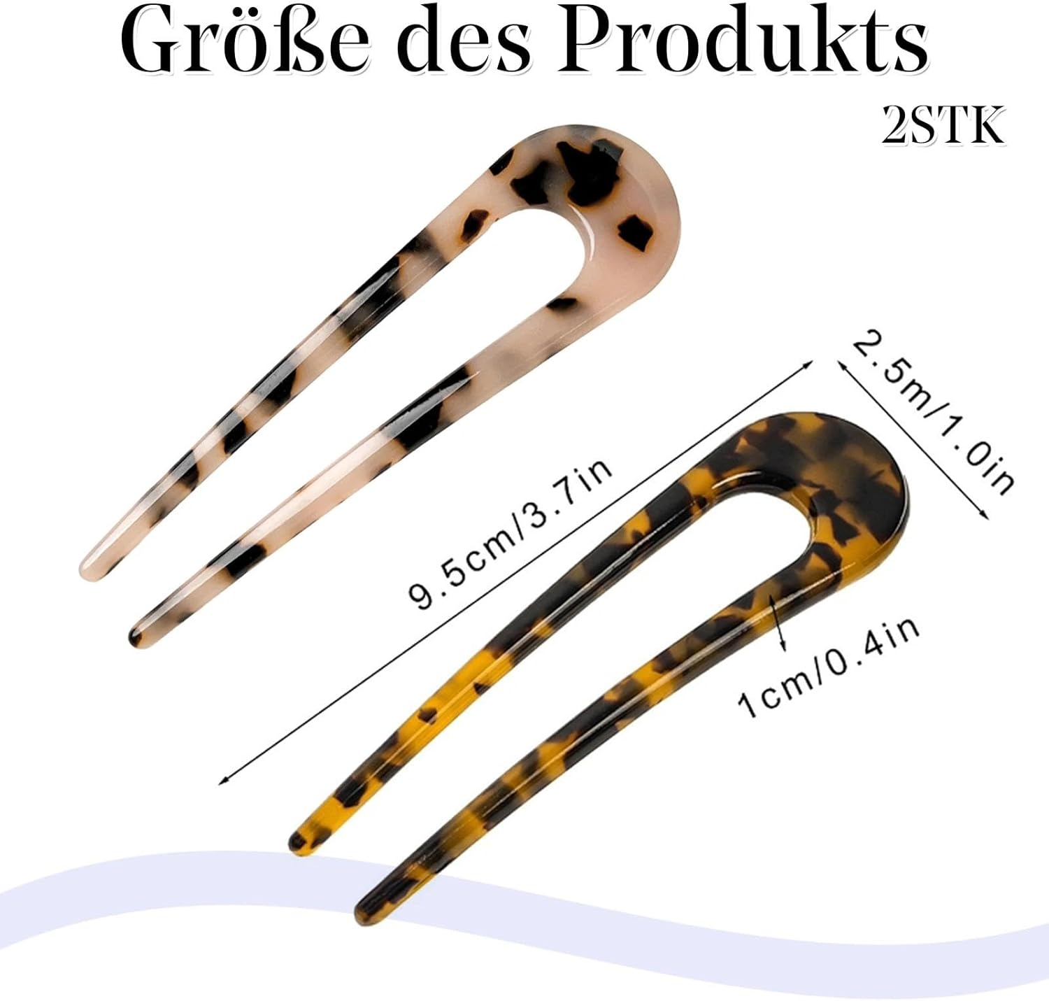 2 Pcs French Hair Pins U Shape 2 Prong Hair Pins Updo Chignon Pins for Women image number 1