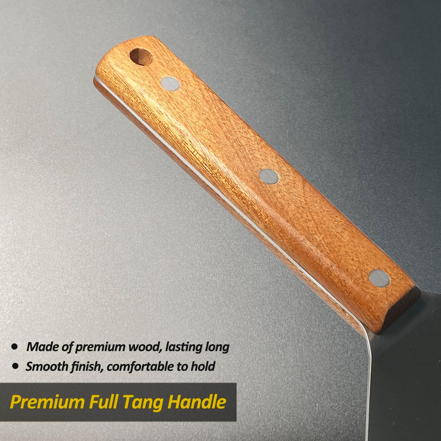 Stainless Steel Metal Spatula, Long Griddle Spatula, Hamburger Smasher Turner Scraper - Pancake Flipper - BBQ Spatula and Flat Top Griddle Spatula - Commercial Grade,3X8 Inch image number 4