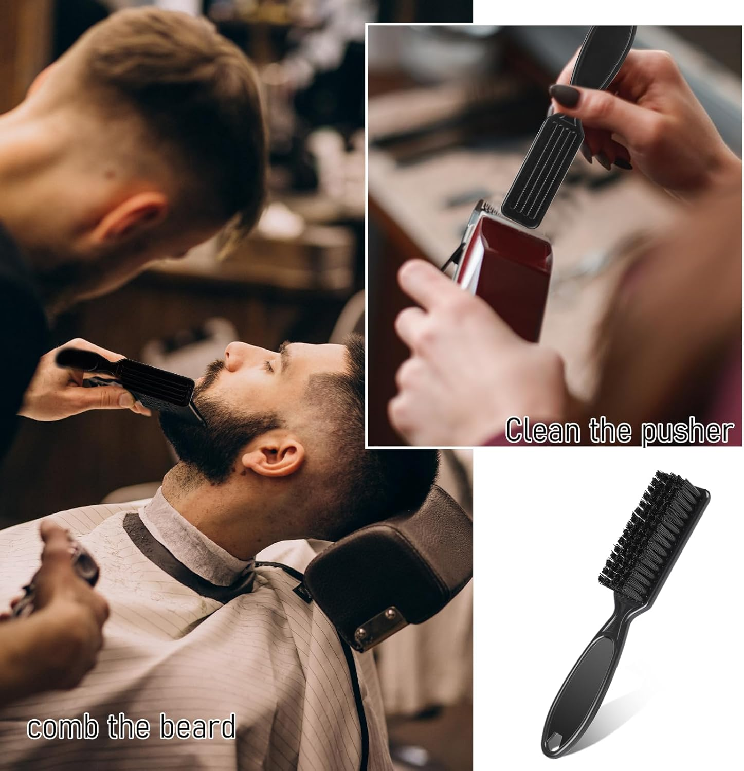 3 Pieces Nylon Brush Hairdressing Cleaning Brush Nail Brush Cleaning Brush Barber Blades Cleaning Brush Tool for Hair Clippers image number 3