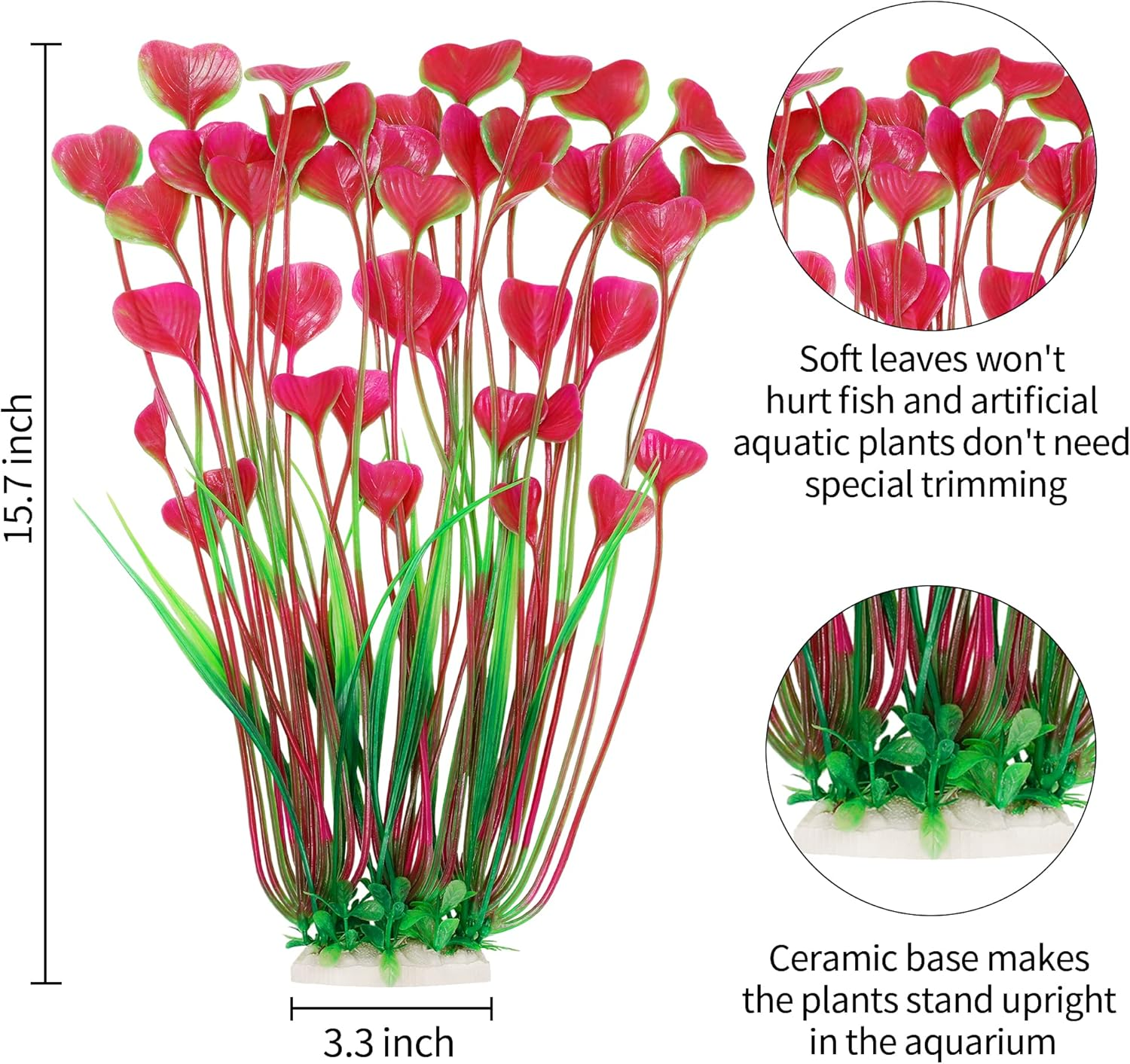 Mylifeunit Aquarium Plants, 2 Pack Tall Plastic Plants for Fish Tank Decorations, 15.75 Inches (Pink) image number 2