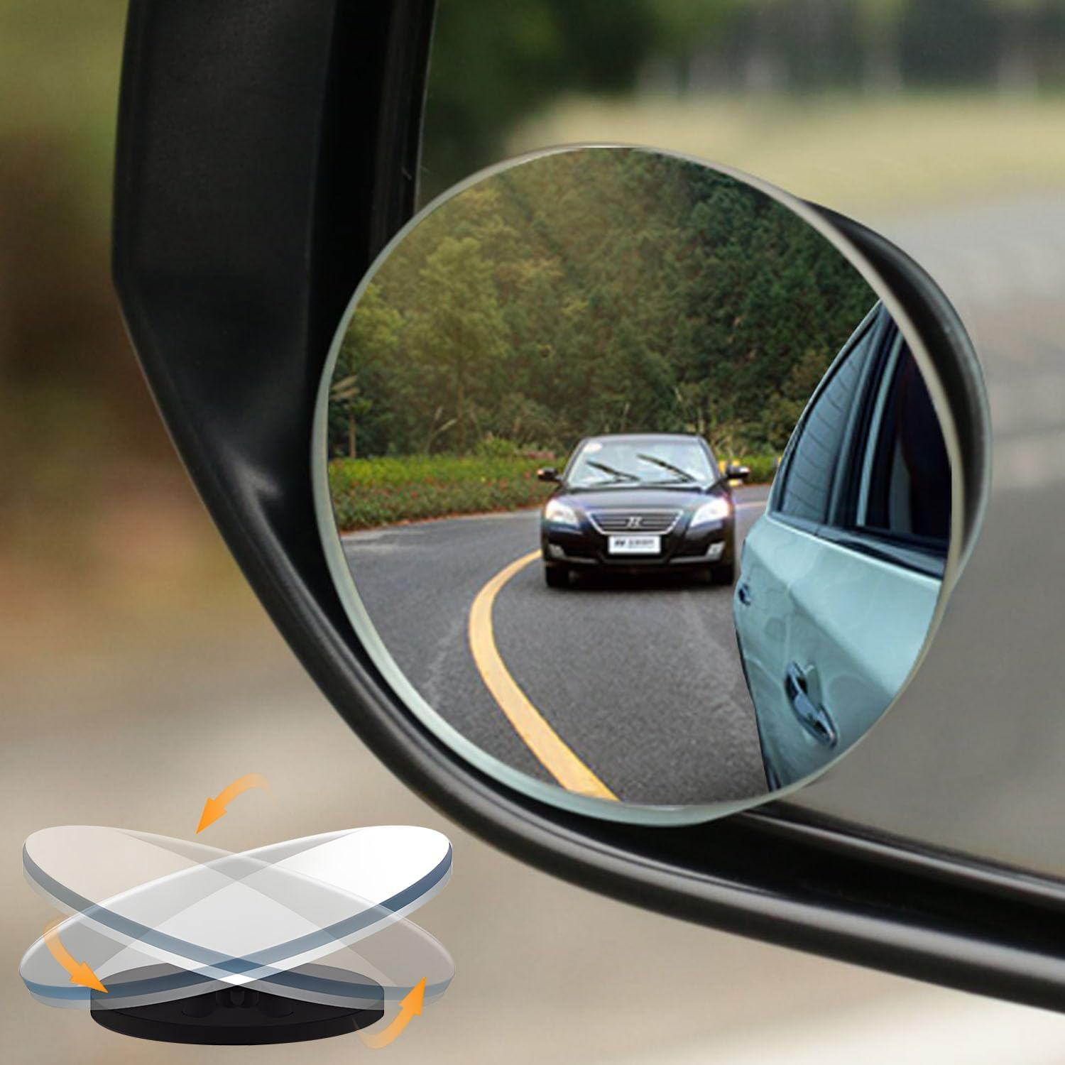 Blind Spot Mirrors 4-Pack | HD Frameless Convex Mirrors for Wide-Angle Side View Blind Spot Coverage image number 3