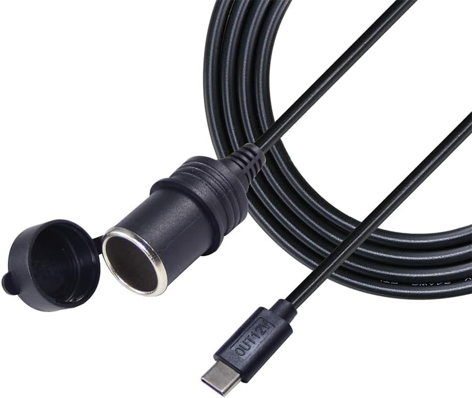 USB C to 12V Cigarette Lighter Socket Adapter Cable Charging,3Ft USB PD Type-C Male to 12 Volt Car Cigar Lighter Plug Female Socket Converter Power Cable image number 1