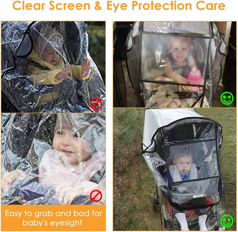 Slowton Stroller Rain Cover Universal Size, Waterproof Dustproof Windproof Durable Protection, Travel-Friendly Stroller Weather Shield with Eye Screen, Outdoor Use Eye Protection Stroller Accessory image number 4