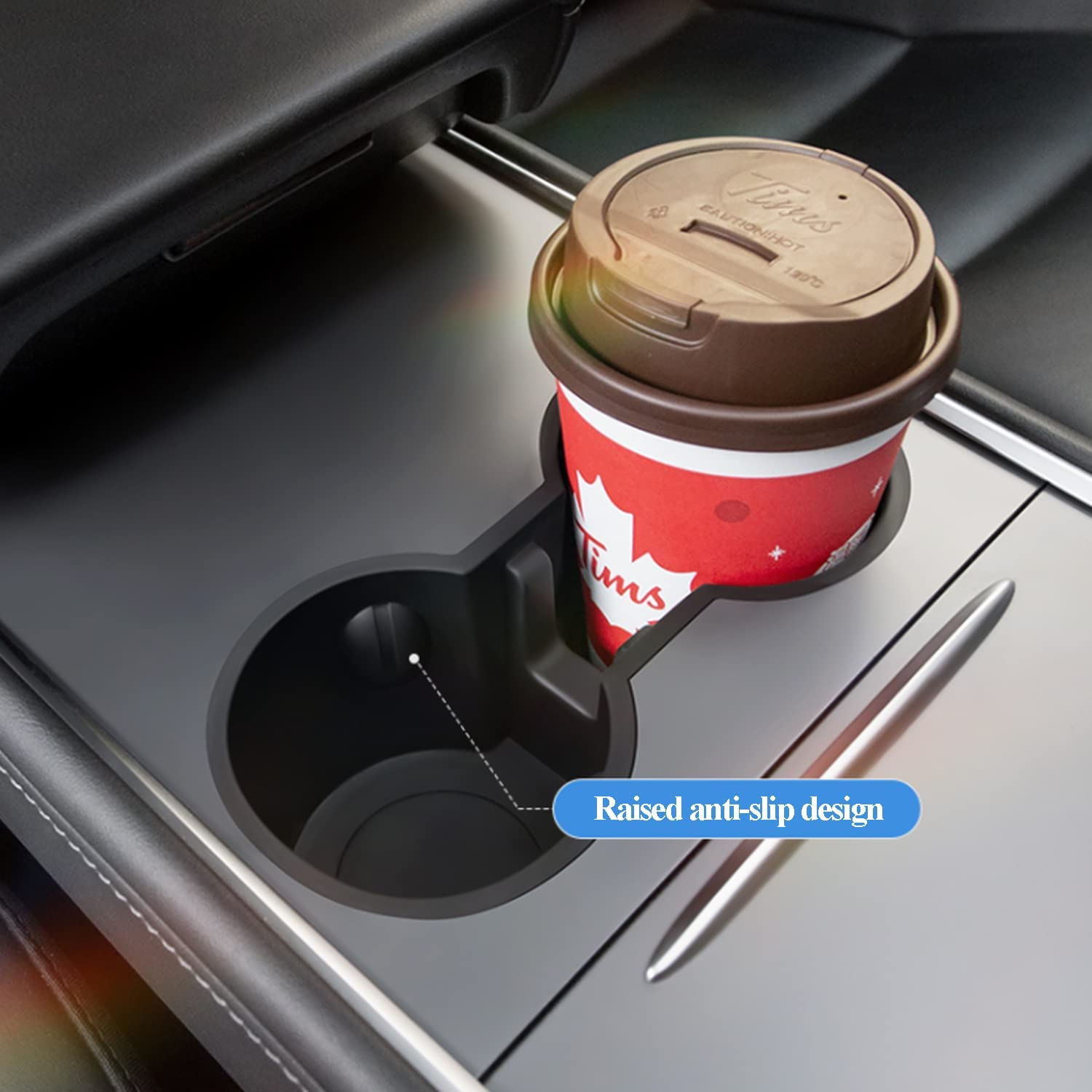 Yotsuba Centre Console Rubber Cup Holder Insert for Tesla Model 3 2017-2023 and Model Y 2021-2024 image number 2