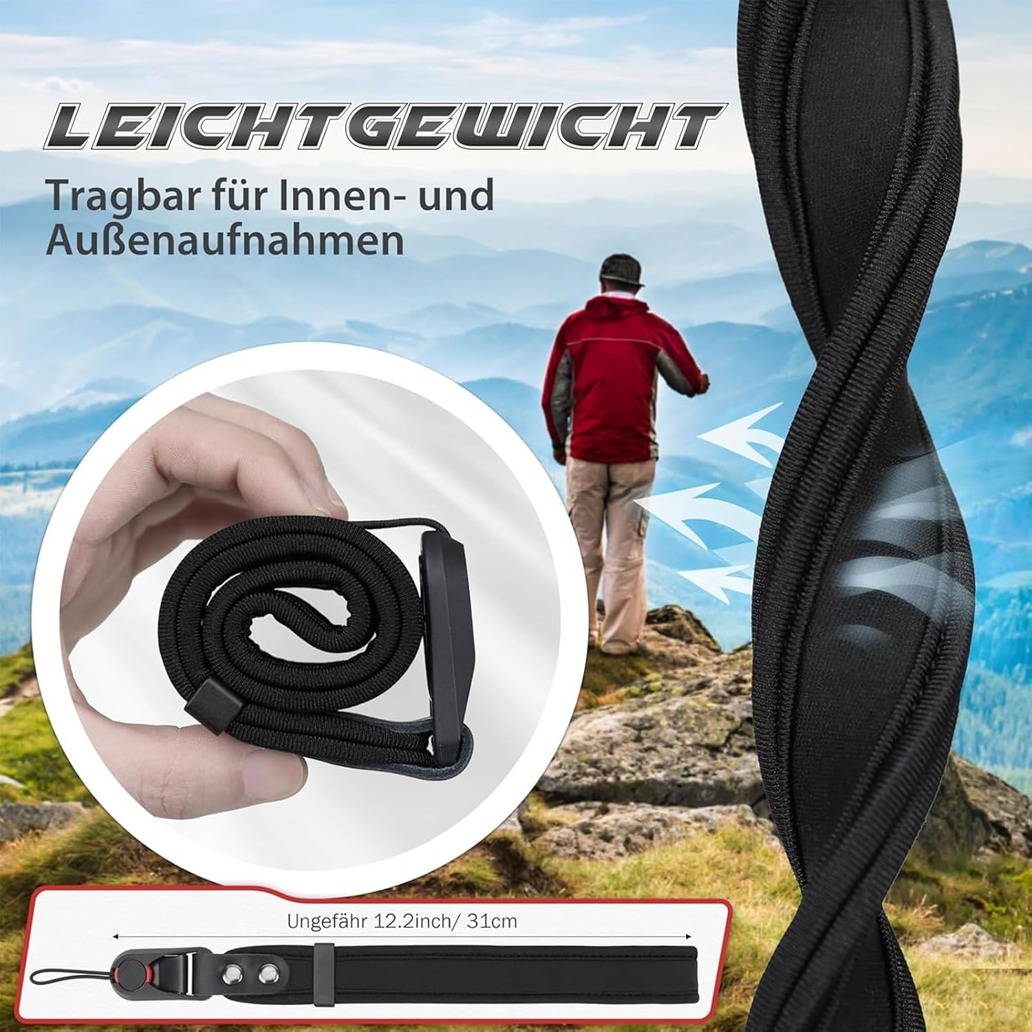 Quick Camera Wrist Strap, Adjustable Camera Quick Release Strap, Multifunctional Bulletproof Wrist Strap, Soft Camera Strap for DSLR Action, Compatible with Many Camera Models