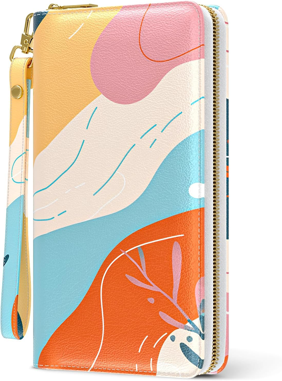 Aiawoxc Womens Wallet, RFID Wristlet Wallets for Women, Ladies Clutch Purses, Large Travel Card Holder with Phone Holder, Fine Cat