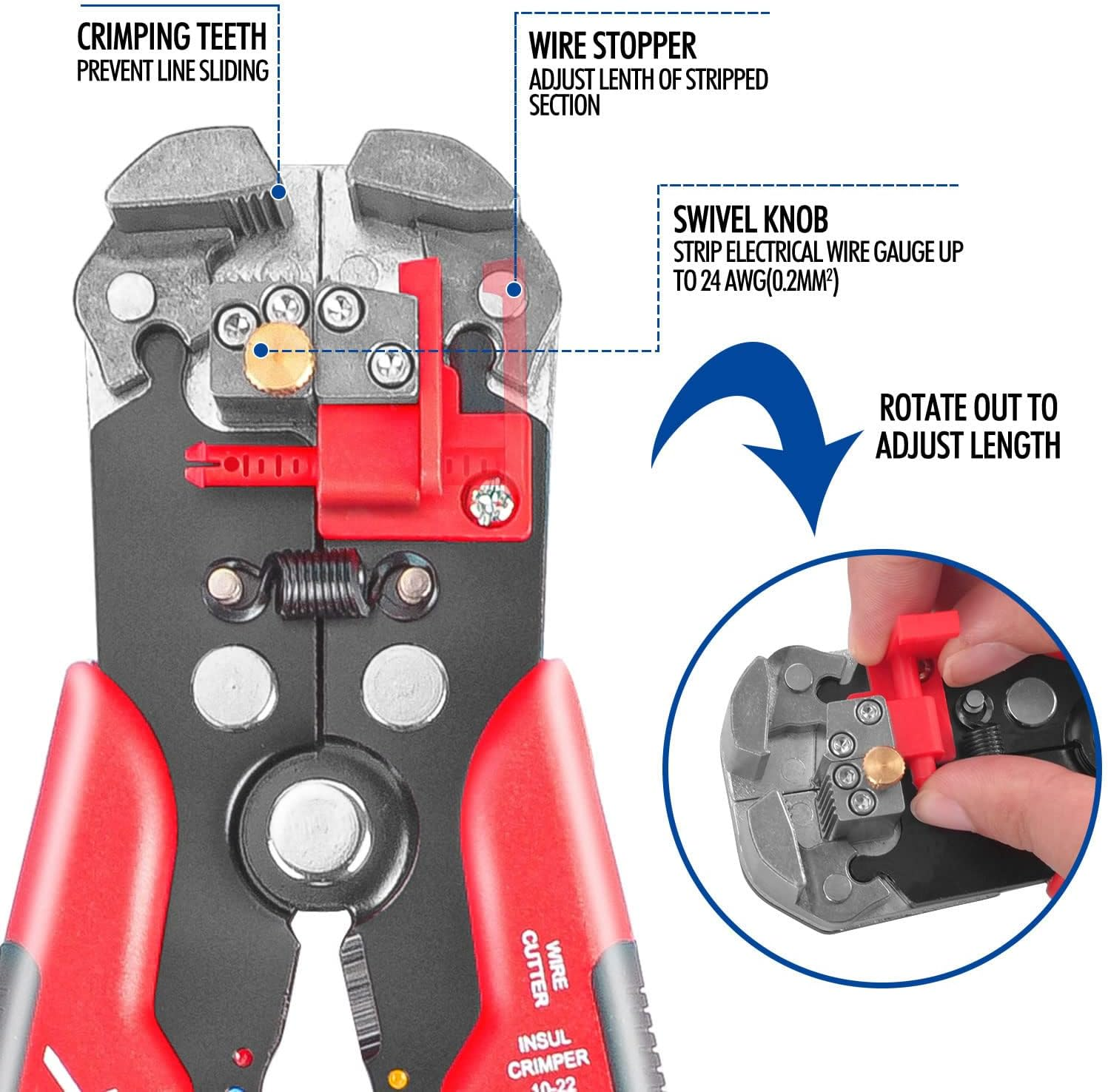 TOPEX 260-Piece Wire Stripper Self-Adjustable Crimper Plier Set Terminals Wire Cutter Connectors Tool image number 5
