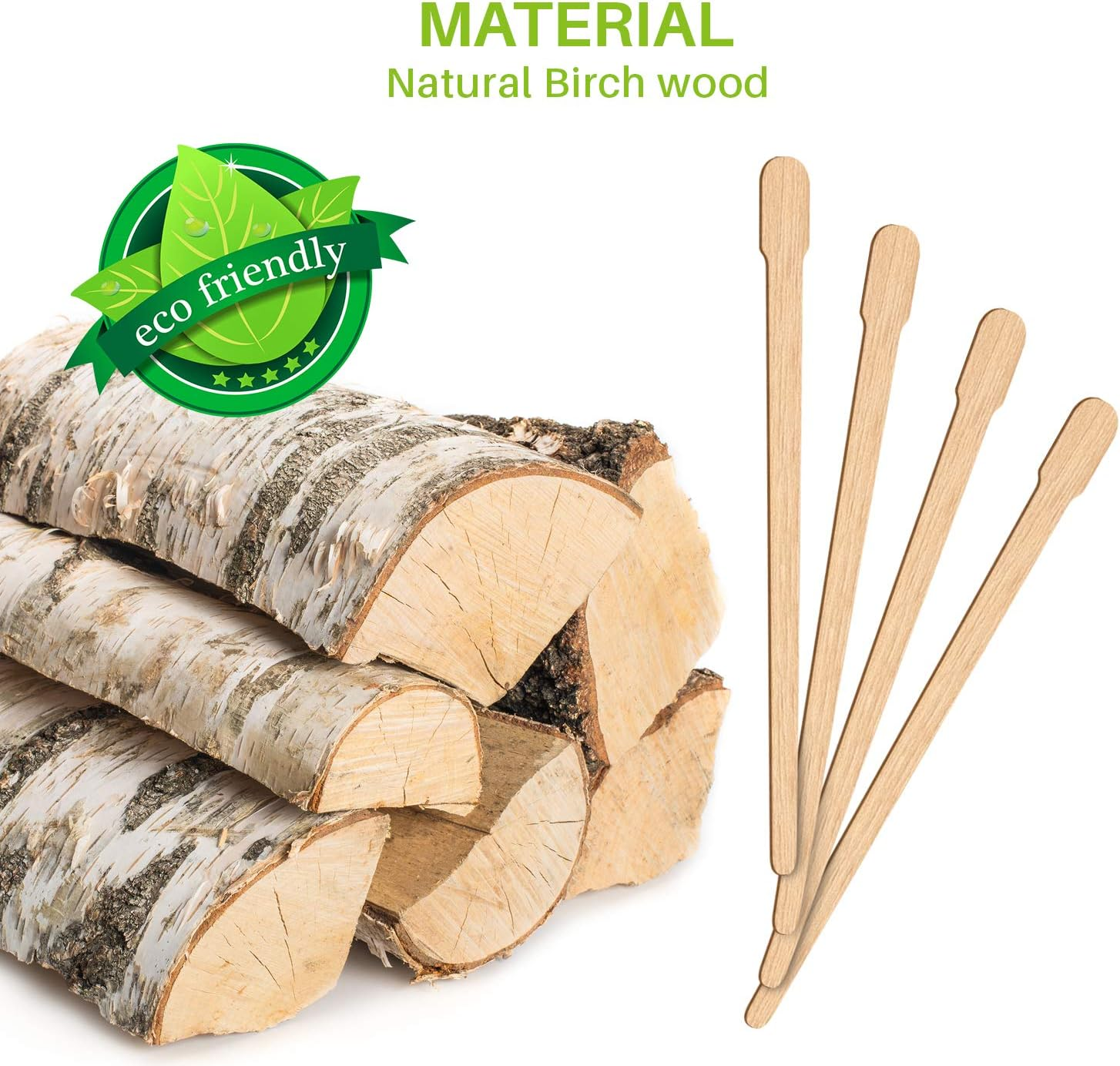 Mibly 200 Pcs Wooden Wax Sticks - Eyebrow, Lip, Nose Small Waxing Applicator Sticks for Hair Removal and Smooth Skin - Spa and Home Usage