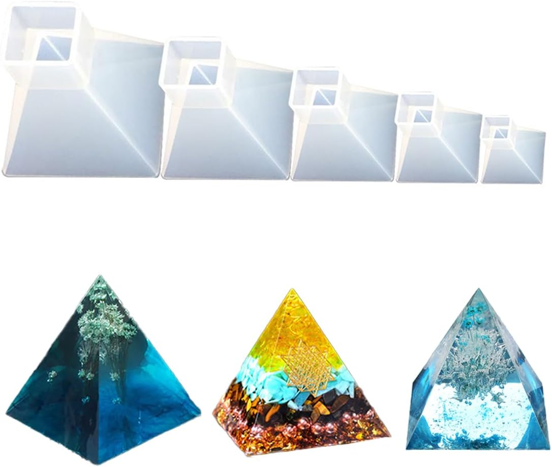 5Pcs Pyramid Silicone Moulds for Resin 3D Pyramid Resin Moulds Silicone Epoxy Molds for DIY Art Craft Making Jewelry Ornaments Homer Decor image number 5
