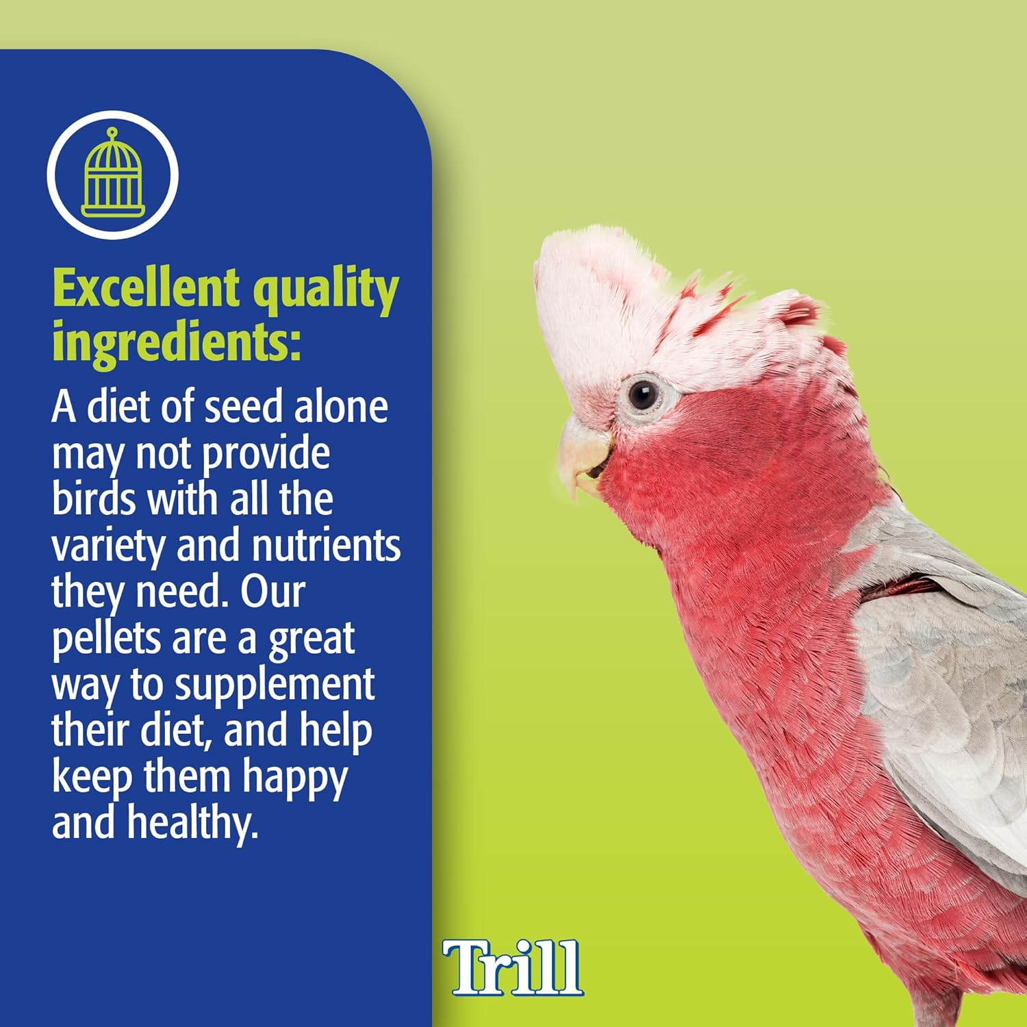 Trill Vitablend Large Bird Food 6Kg, Pellets &ndash; Nutrient-Filled Pellets &ndash; Bird Food &ndash; Suitable for Large Parrots Such as Sun Conures, Galahs & Cockatoos.