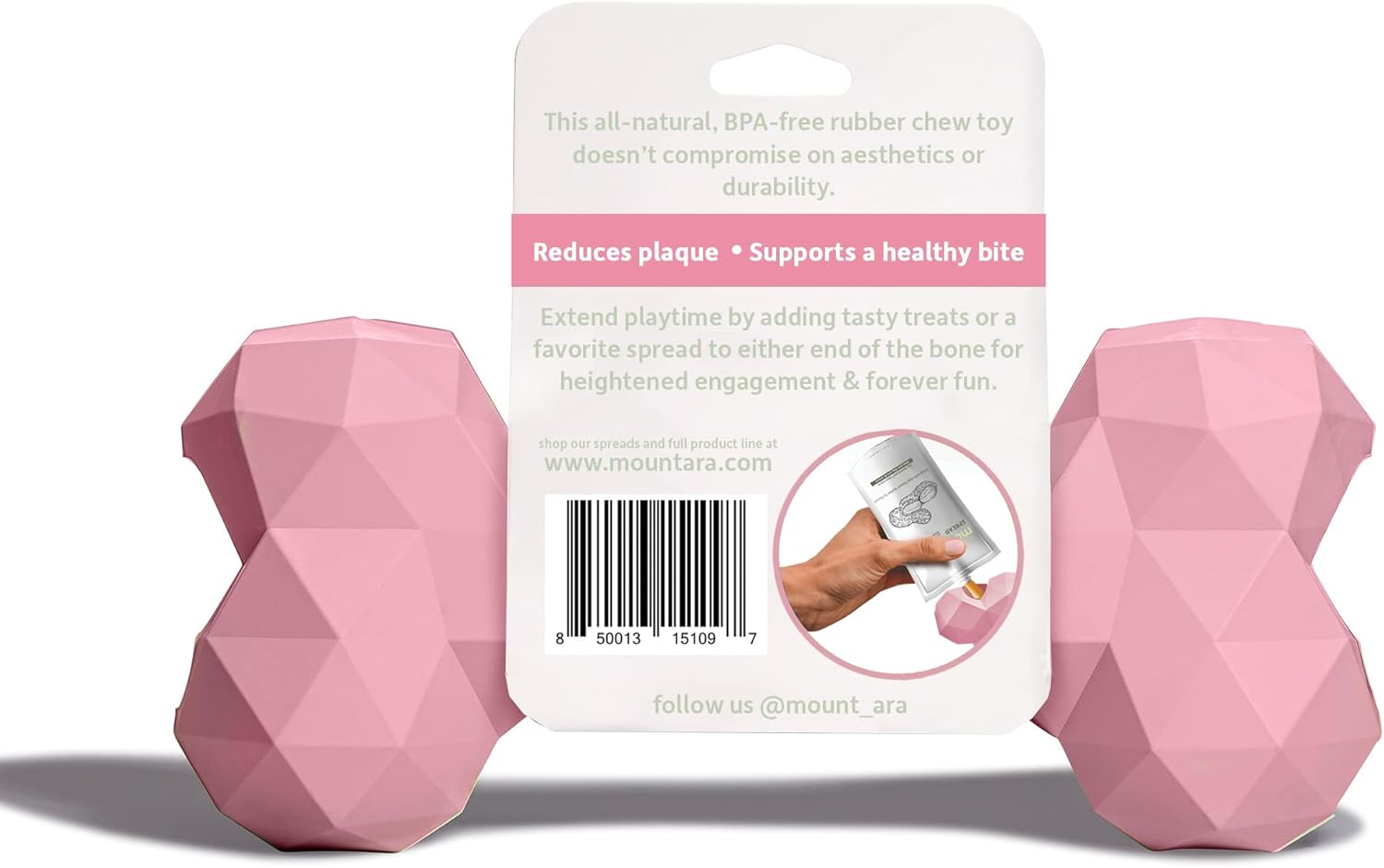 Mount Ara Super BITE Bpa-Free Rubber Fillable Dog Chew Toy, Aggressive Chewer Toy, Peanut Butter Toy image number 1