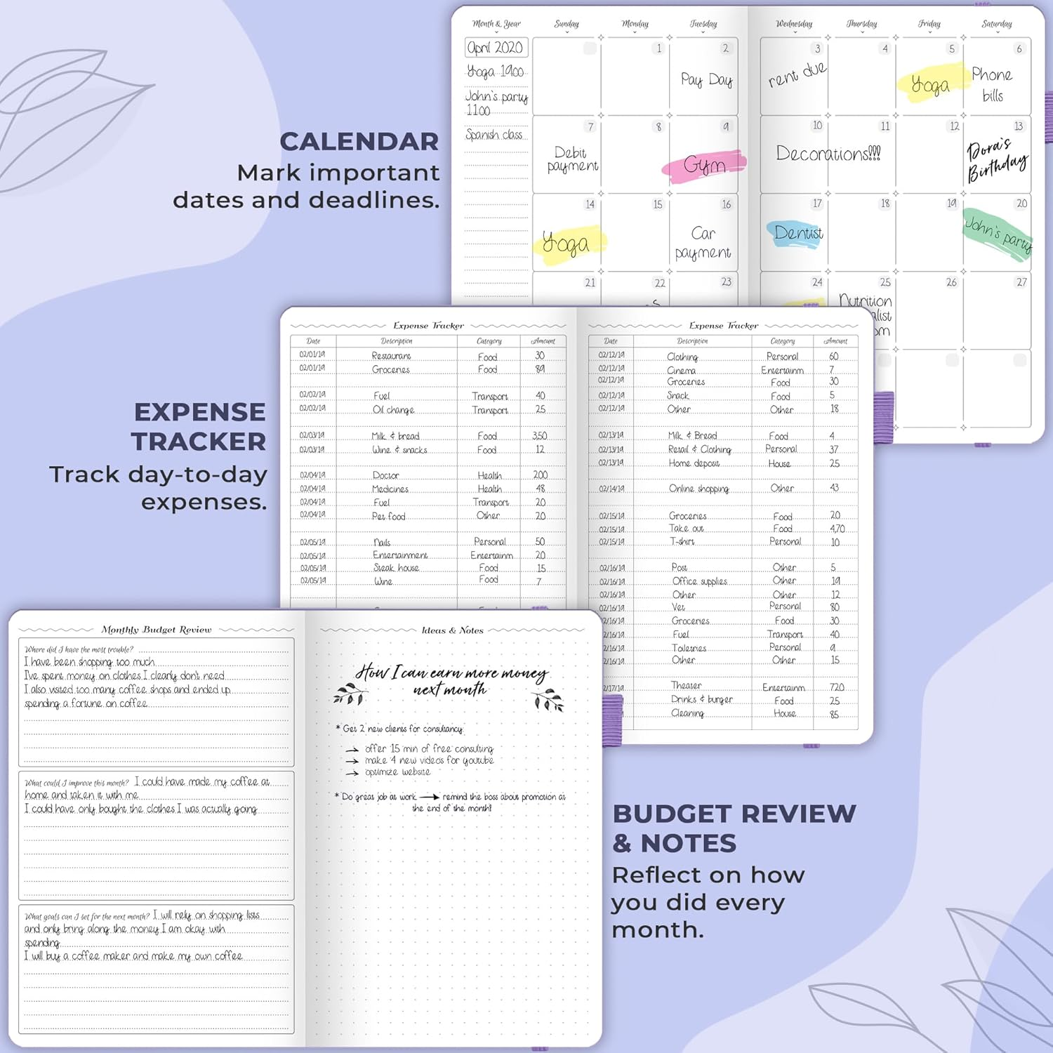 Gogirl Budget Planner - Monthly Financial Planner Organizer Budget Book. Expense Tracker Notebook Journal to Control Your Money. Undated - Start Any Time, 5.3" X 7.7", Lasts 1 Year Compact (5.3" X 7.7") - Smaller than A5 Lavender image number 5