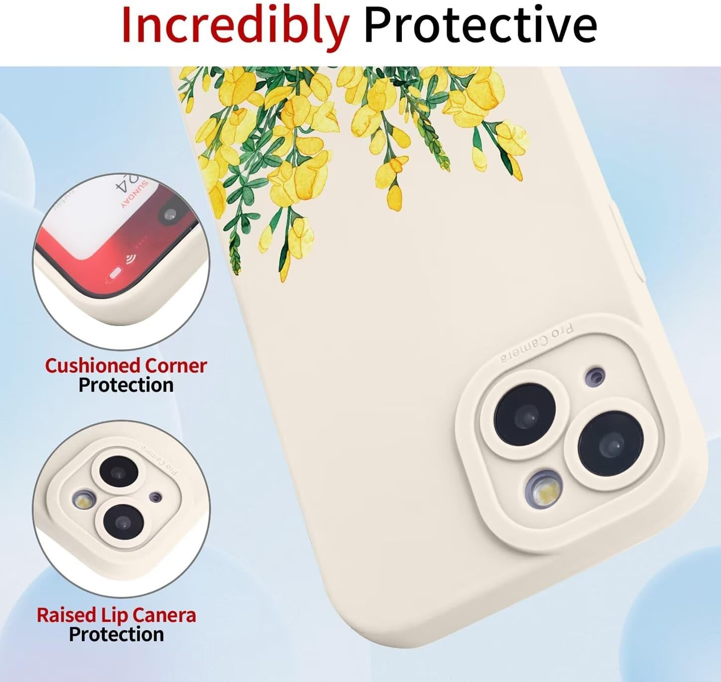 ILING Liquid Silicone Case for Oppo A40 4G / Oppo A40M, Ultra Thin Elegant Flowers and Cute Cartoon Pattern Women'S Mobile Phone Case, Soft TPU Bumper Shockproof Protective Case (White Q01) - Black Q09 image number 3