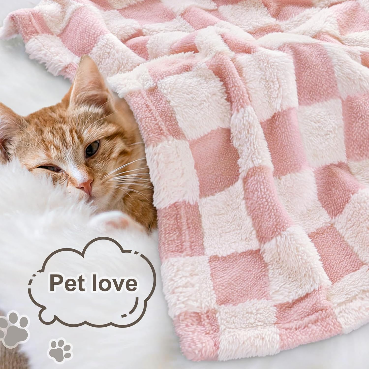 HOMRITAR Baby Blanket for Girls 3D Checkered Fleece Fluffy Fuzzy Checkerboard Grid Warmer Shaggy Soft Cozy Fuzzy Bed Blanket for Toddler, Newborn or Infant Pink 30 X 40 Inch