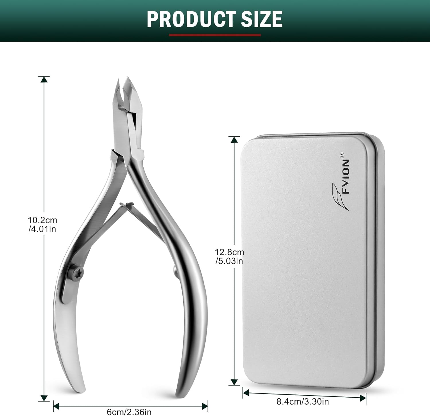 FVION Cuticle Nippers Stainless Steel Cuticle Nippers Extra Sharp with Precise Cut Cuticle Scissors Fine Cuticle Remover on Cuticle Fingers and Toes (4 Mm) - Bright Silver image number 5