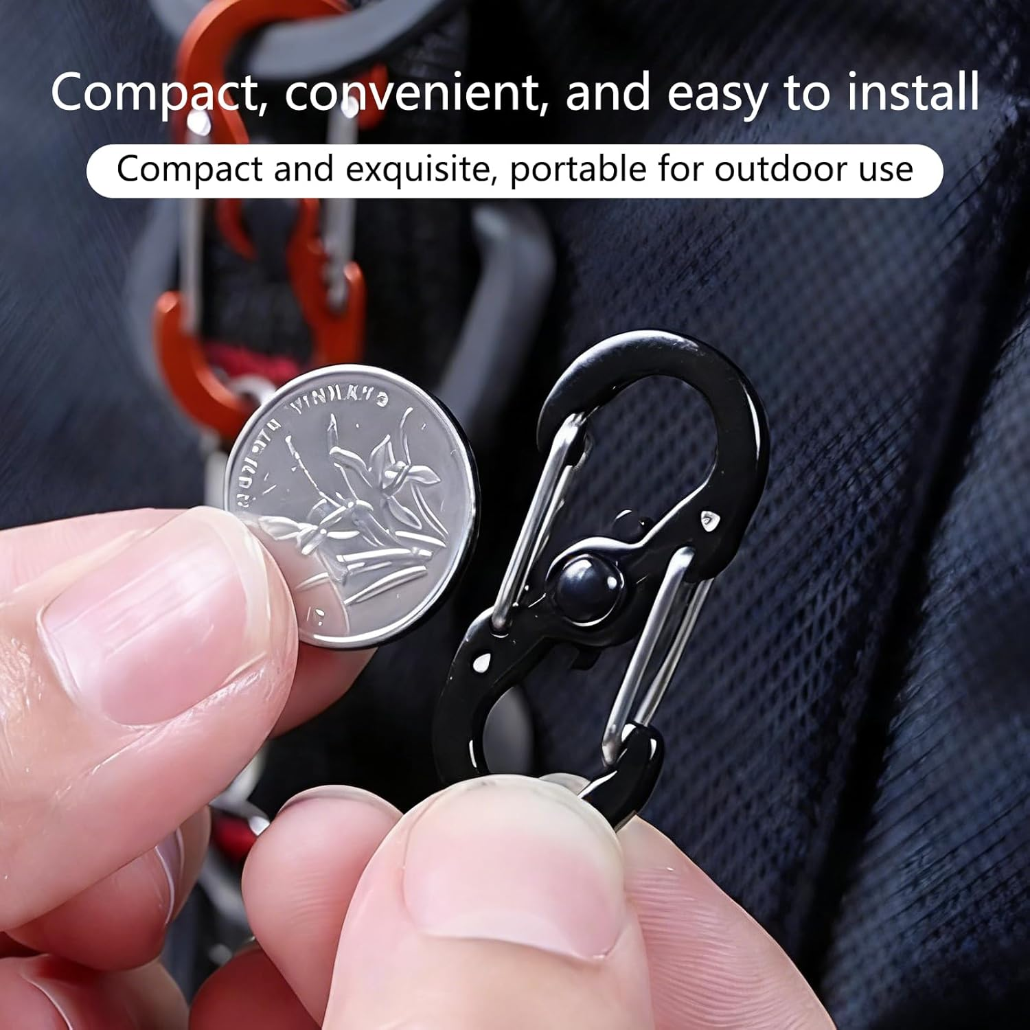 6 Pcs Mini Stainless Steel Carabiner Clip Zipper Clips anti Theft Lock Zipper Durable Lightweight Keychain Multi Purpose Accessories for Travel Backpack Luggage Suitcase Keys and Everyday Carry image number 2