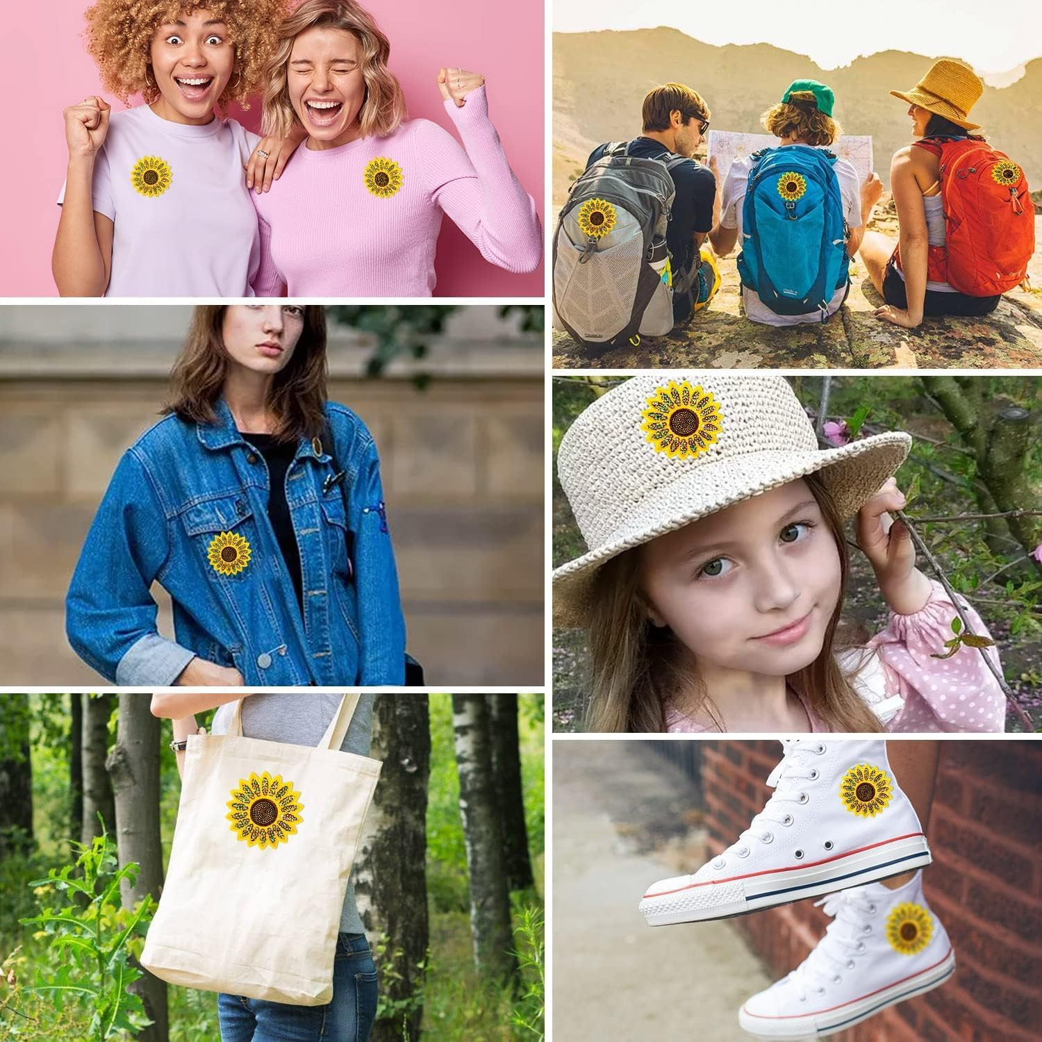 12 Pcs Sunflower Embroidered Iron on Patches, 2 Sizes Sunflower Sew Repair Embroidery Applique Patch for Jeans Clothing Hats Bags Arts Crafts image number 1